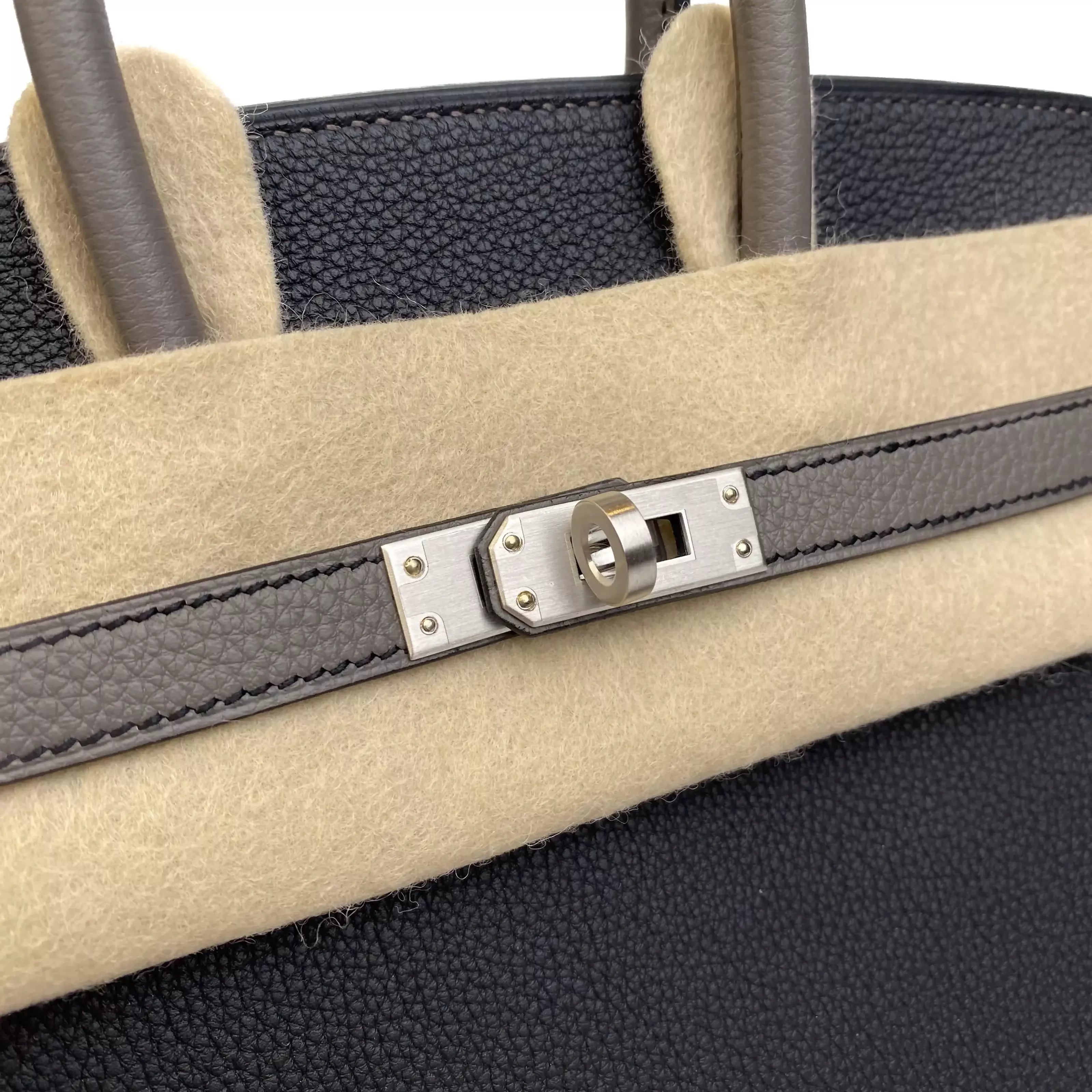Hermes Birkin 25 Noir and Etoupe Togo Leather PHW 8