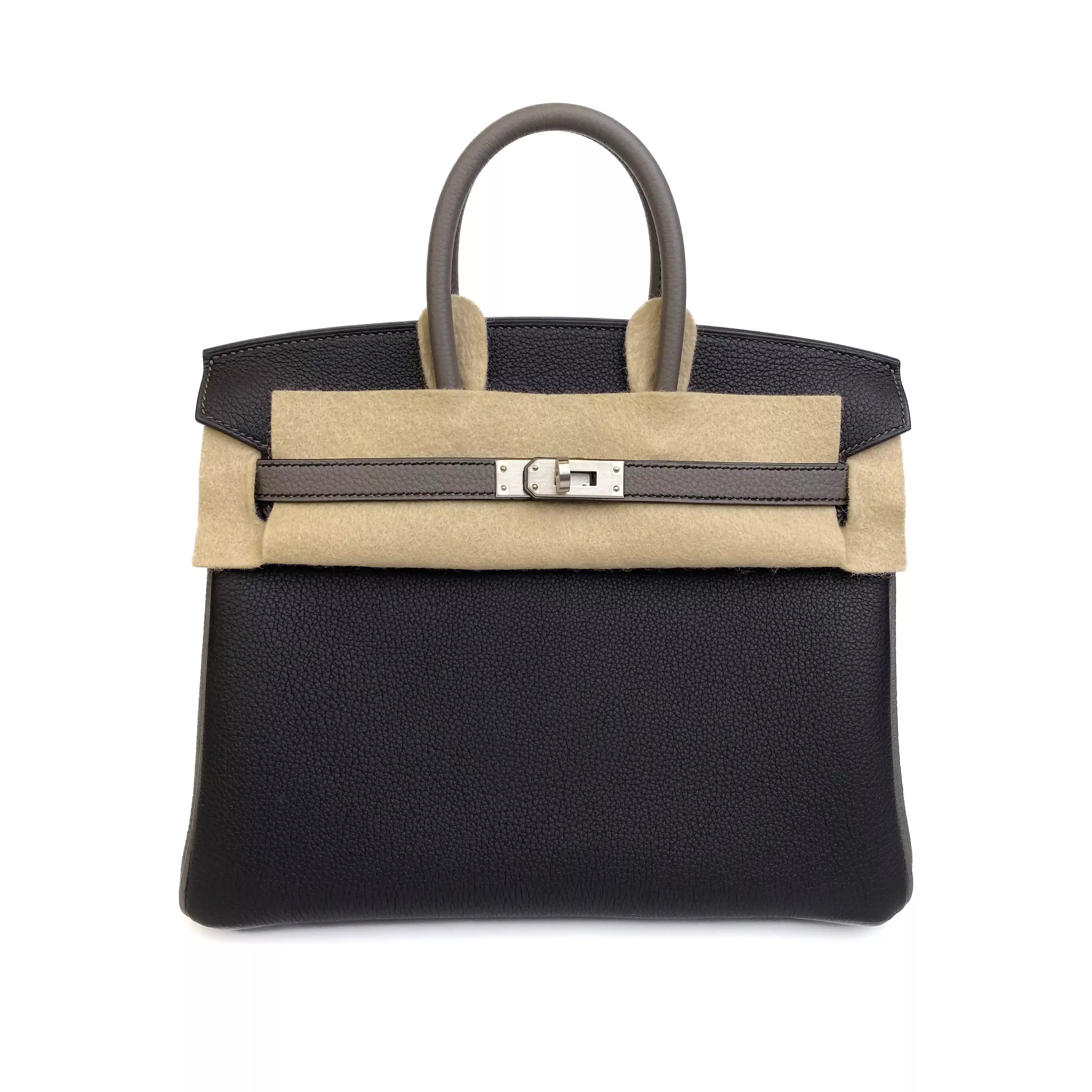 Hermes Birkin 25 Noir and Etoupe Togo Leather PHW 9