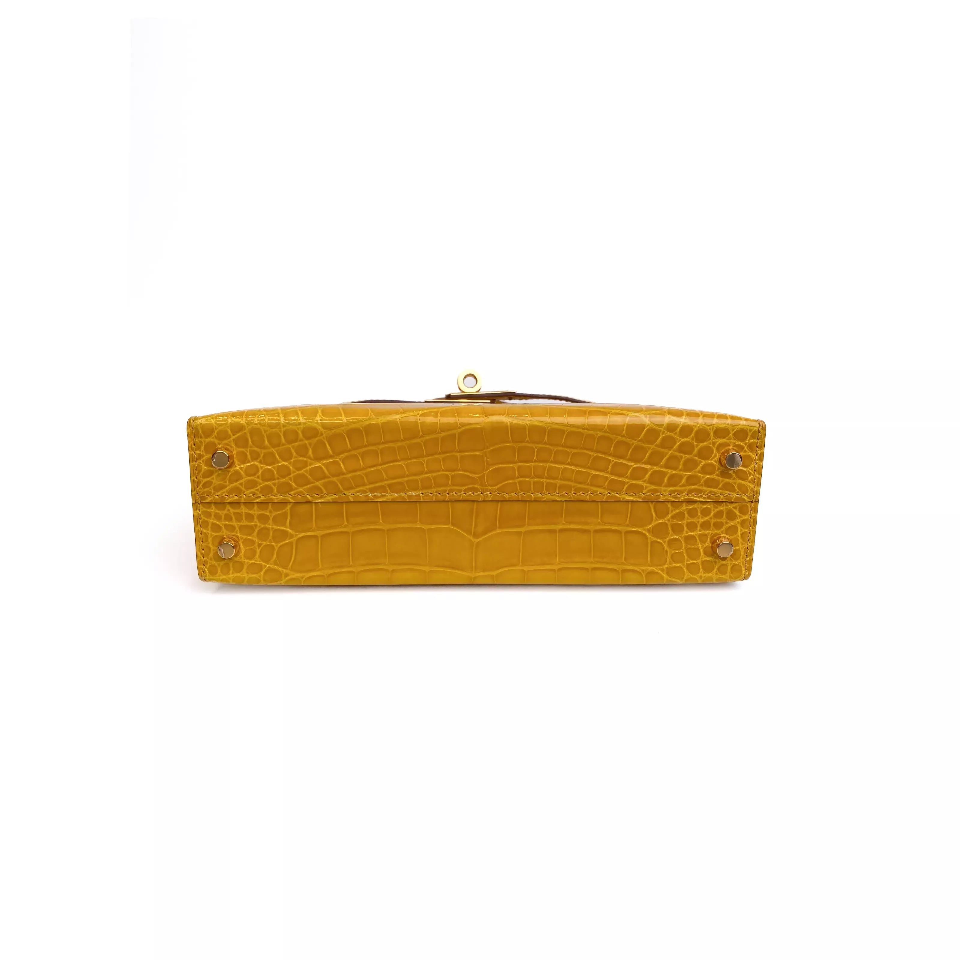 Hermes Kelly 20 Sellier Shiny Niloticus Croco Jaune D’Or GHW 5
