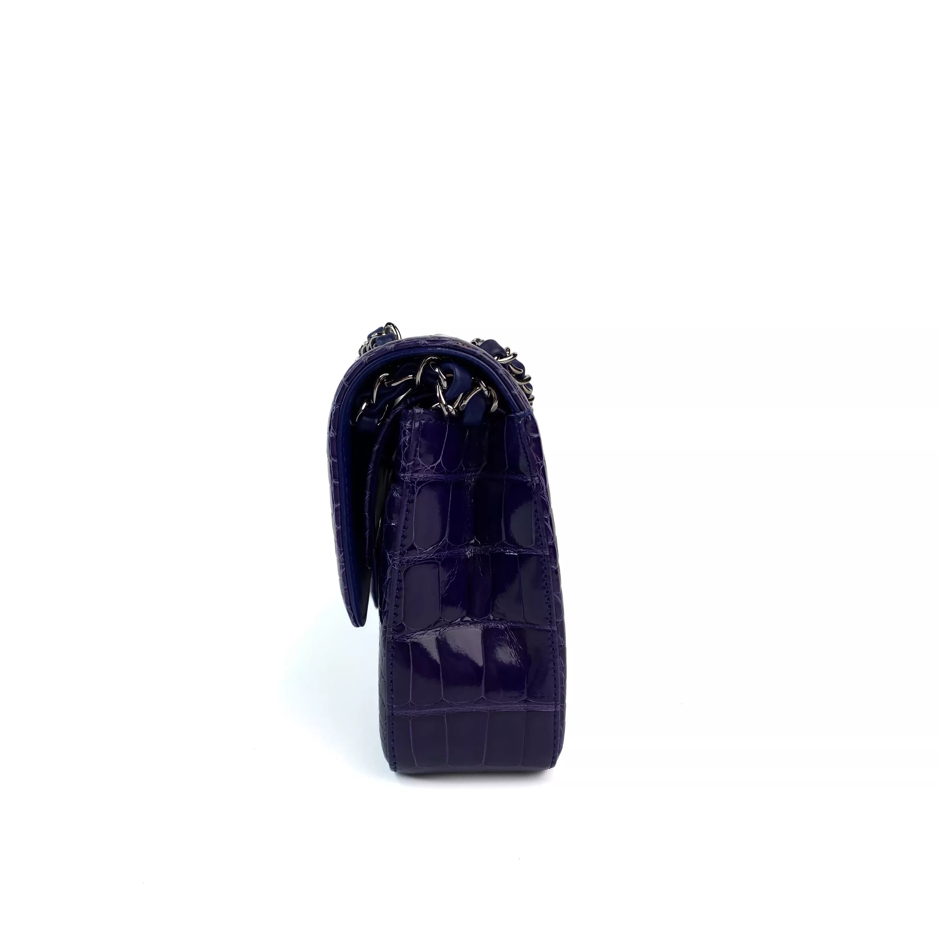 Chanel Timless Medium Double Flap in Purple Alligator SHW 6
