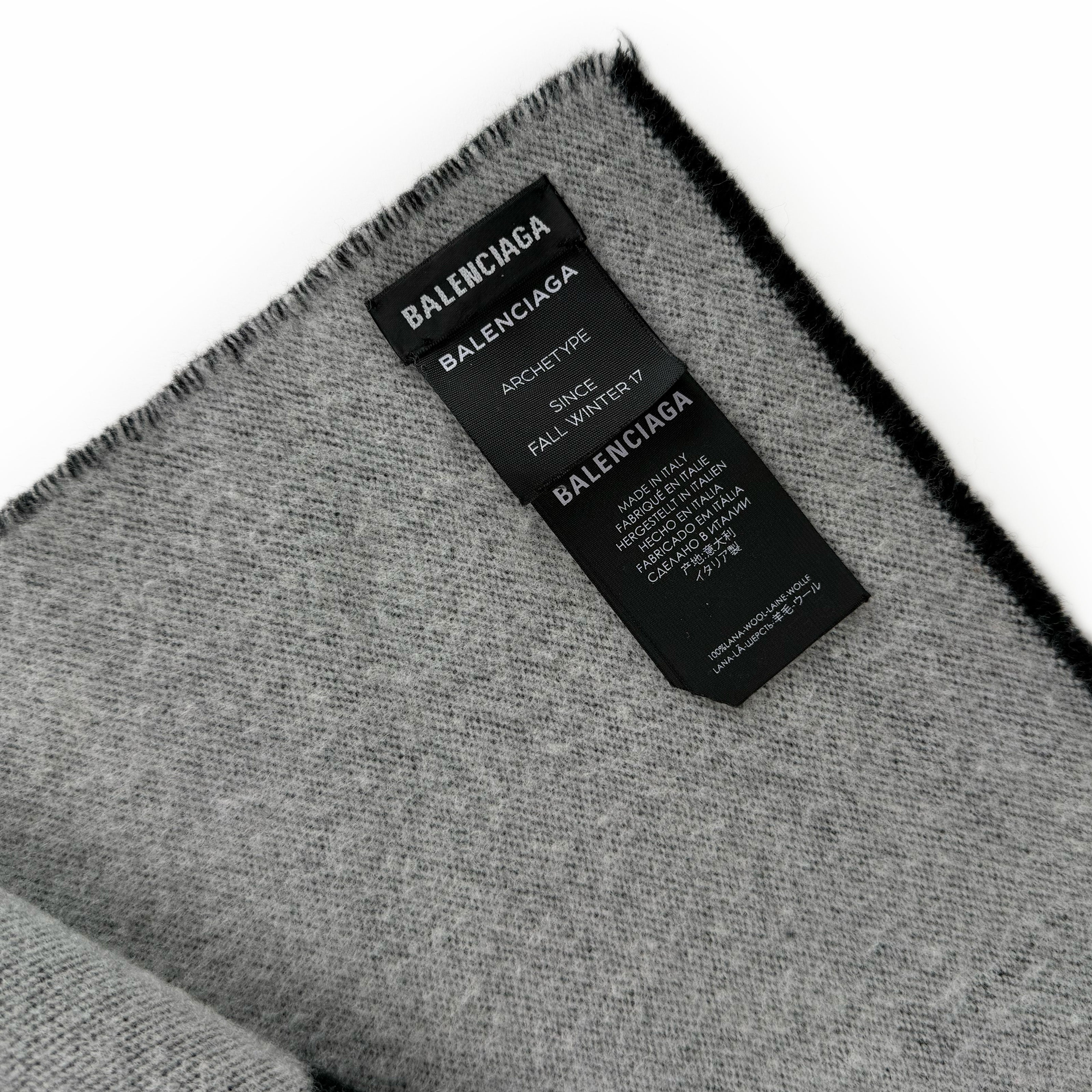 Balenciaga Black Wool Logo Scarf