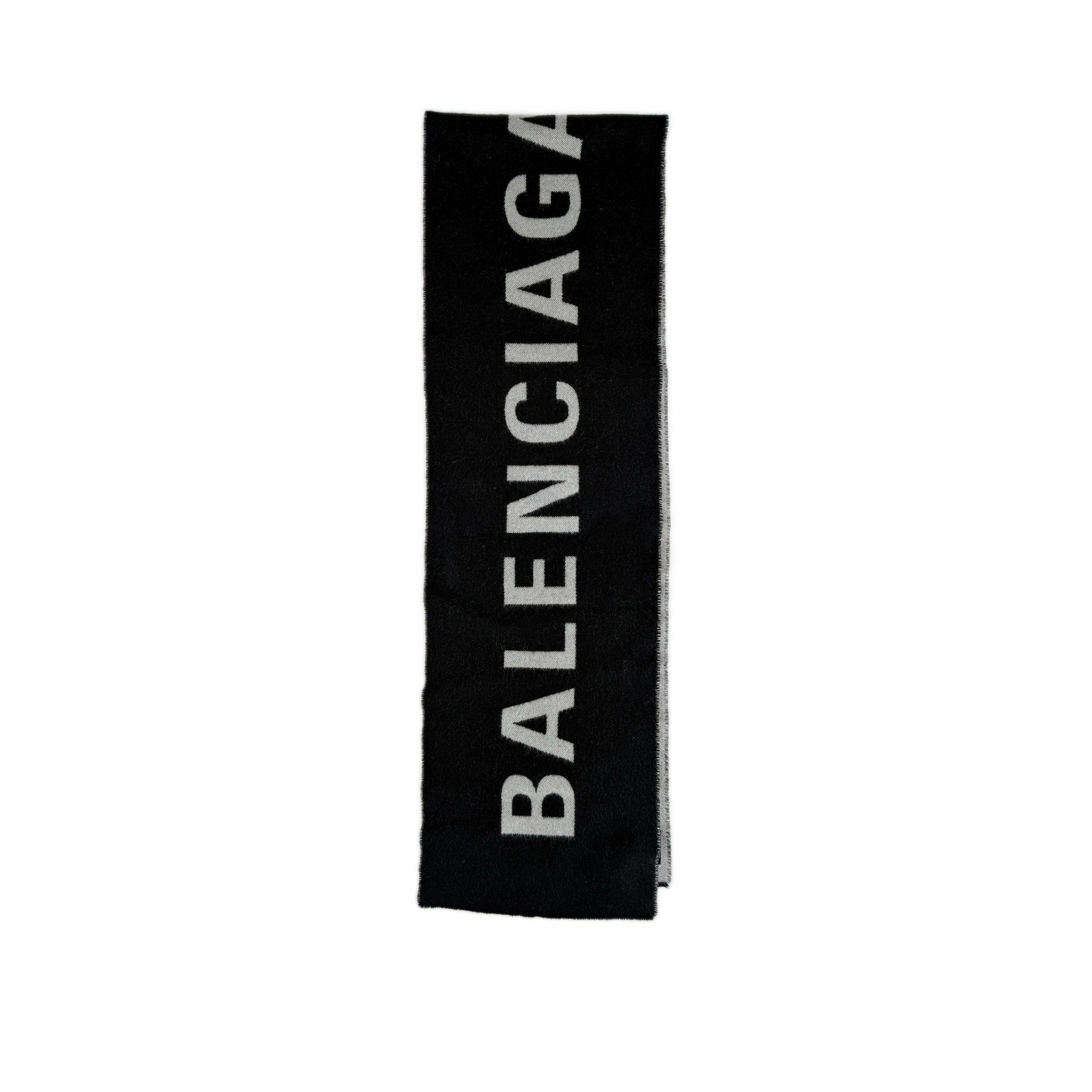 Balenciaga Black Wool Logo Scarf