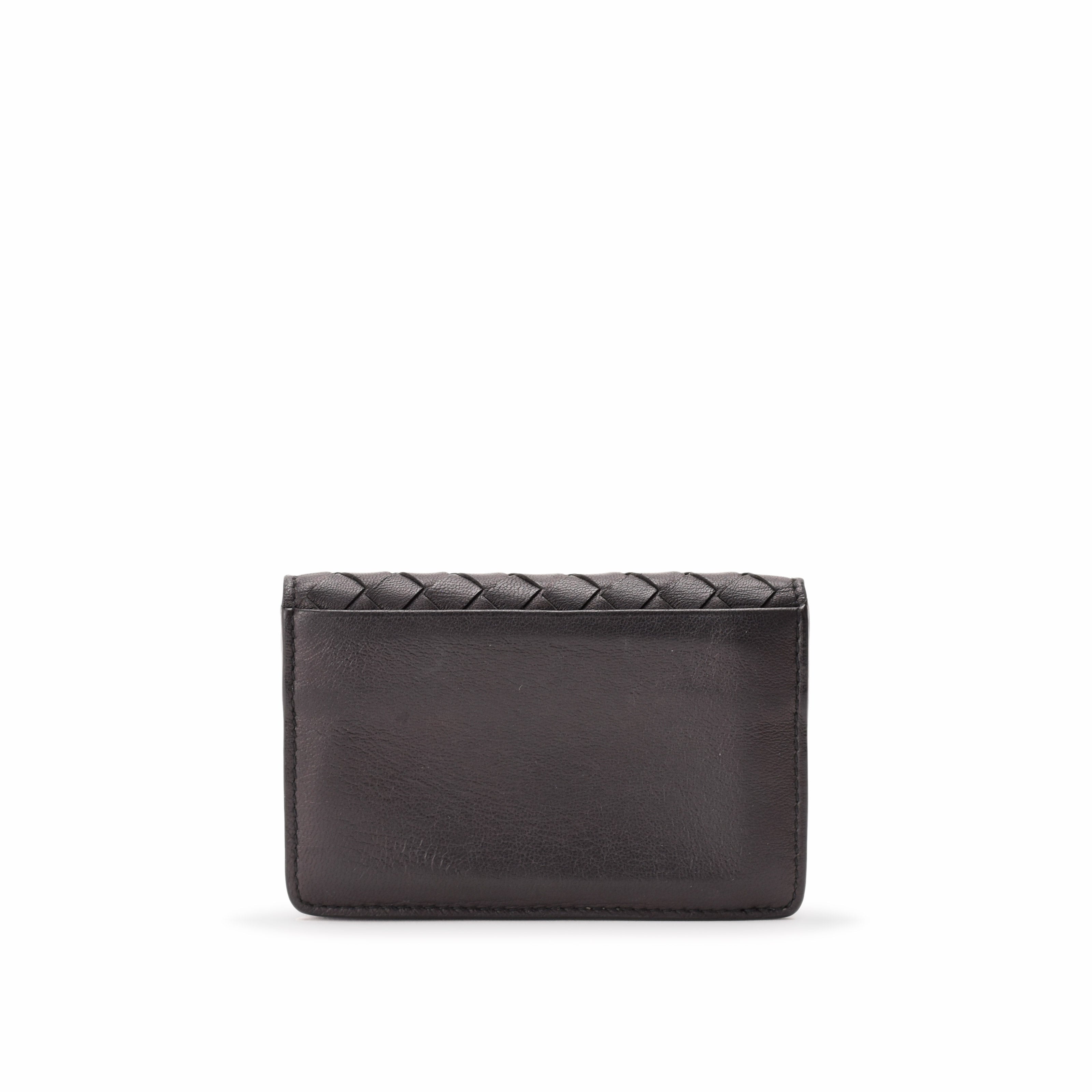 Bottega Veneta Intrecciato Piccolo Black Business Card Case