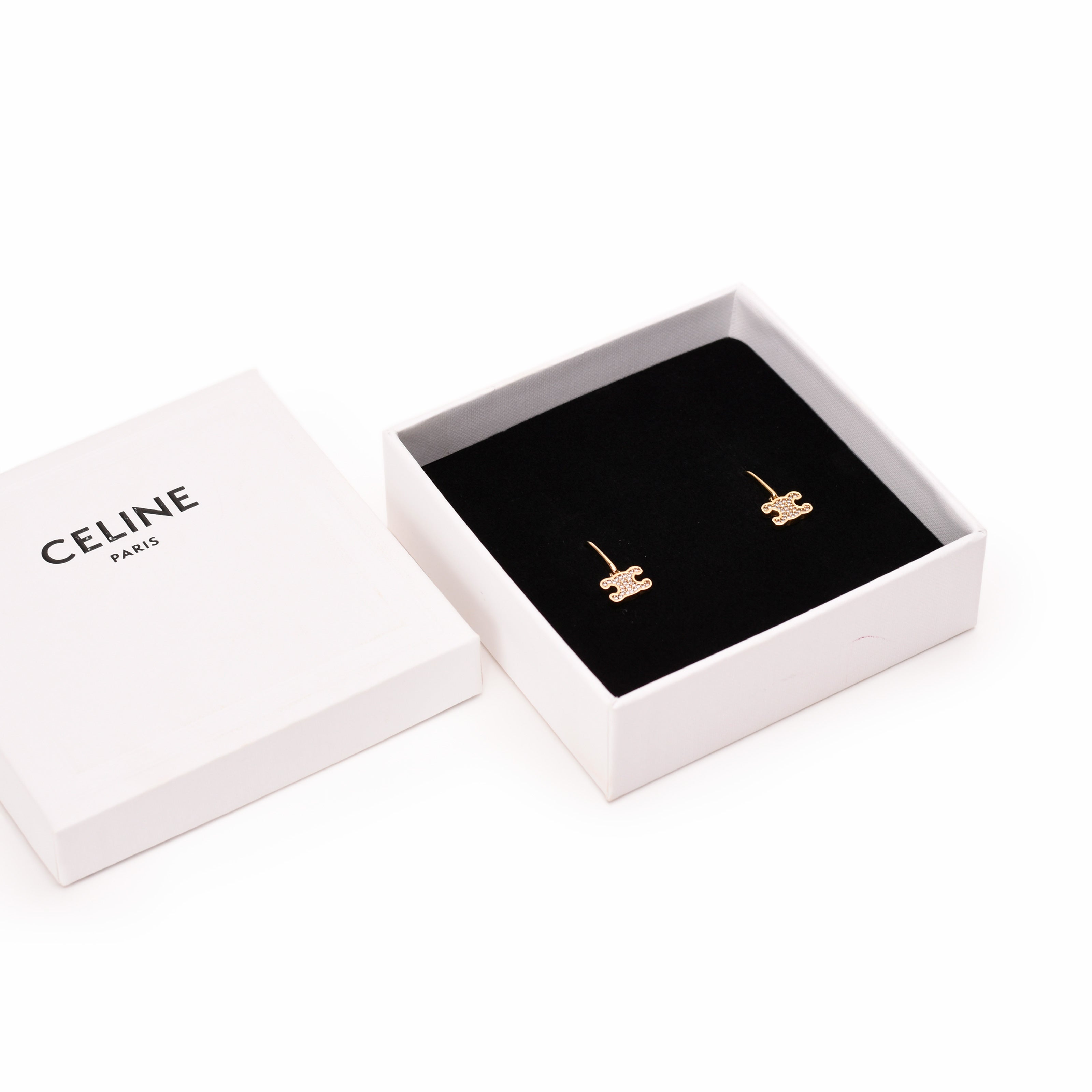 Celine Triomphe Rhinestone Stud Earrings