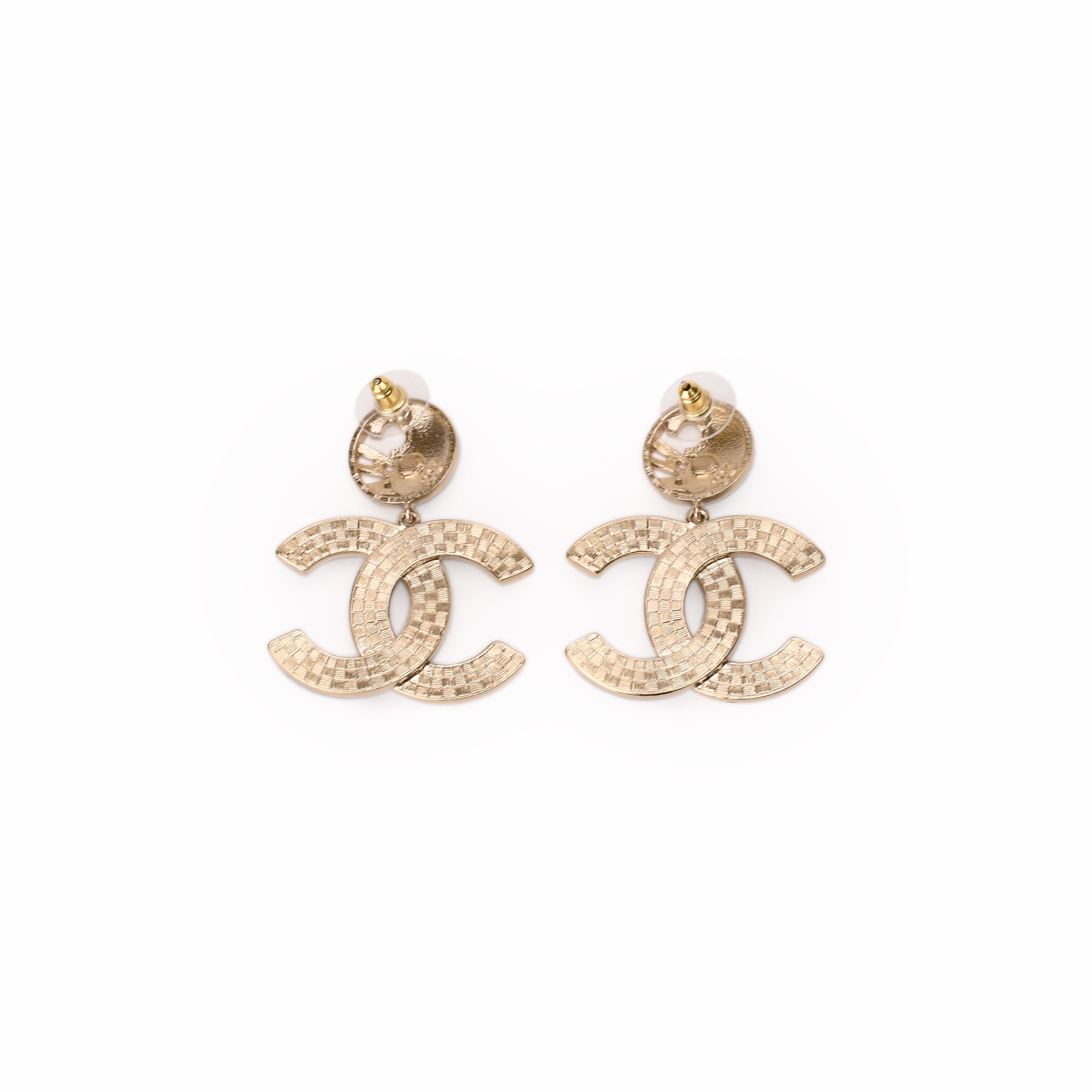 Chanel Black and White CC Big Earrings