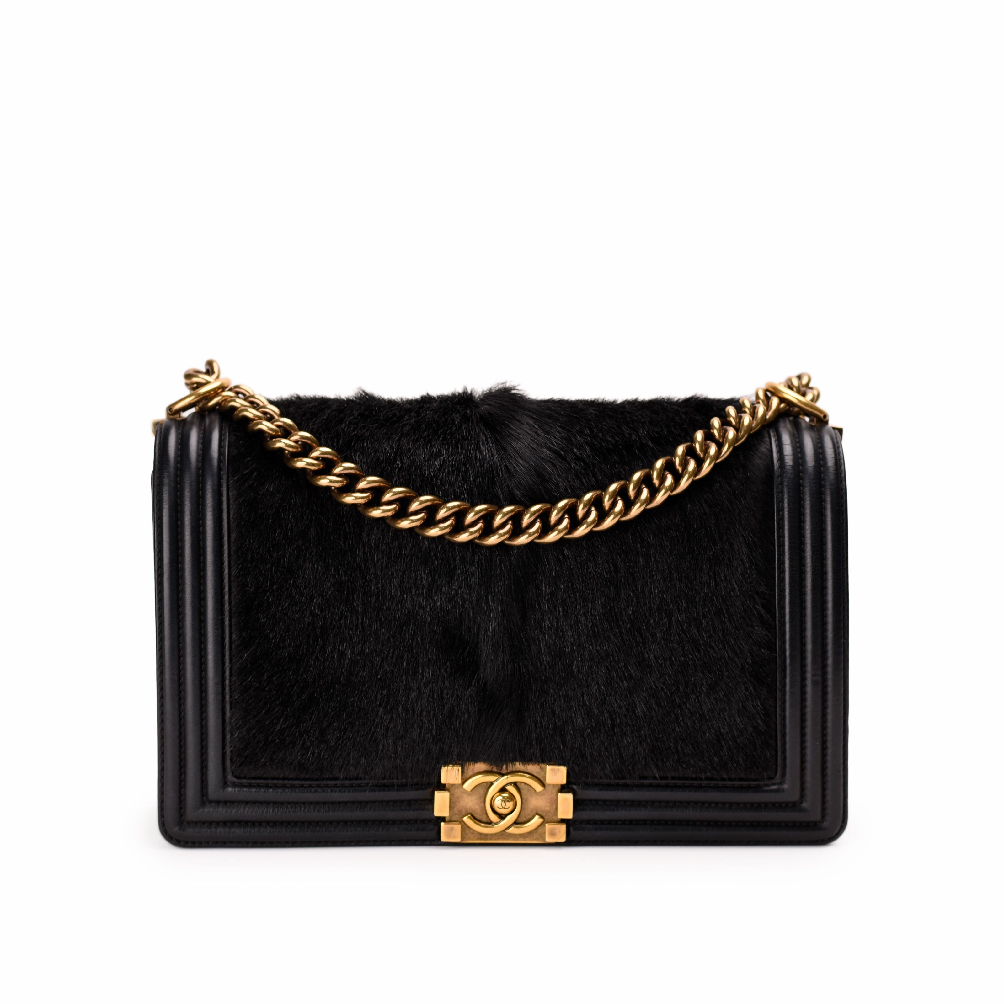 Chanel Boy New Medium Black Goathair Lambskin Paris-Salzburg AGHW