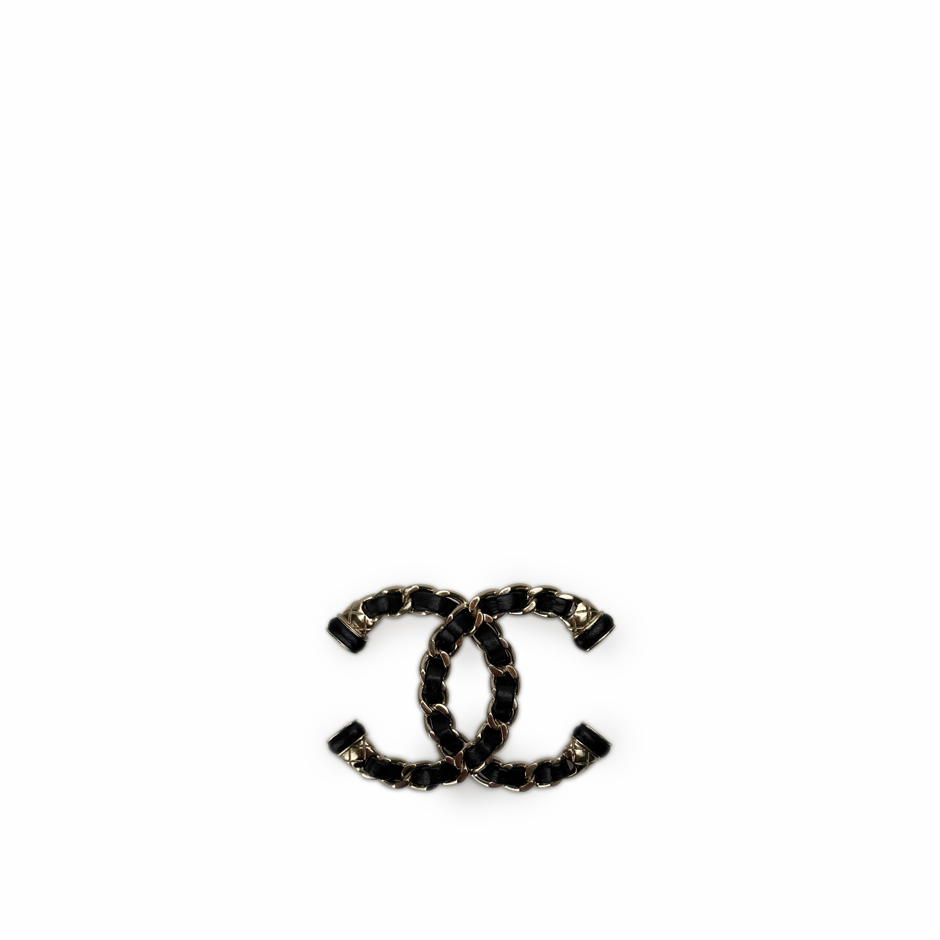 Chanel Leather-Interwoven CC Brooch CHW