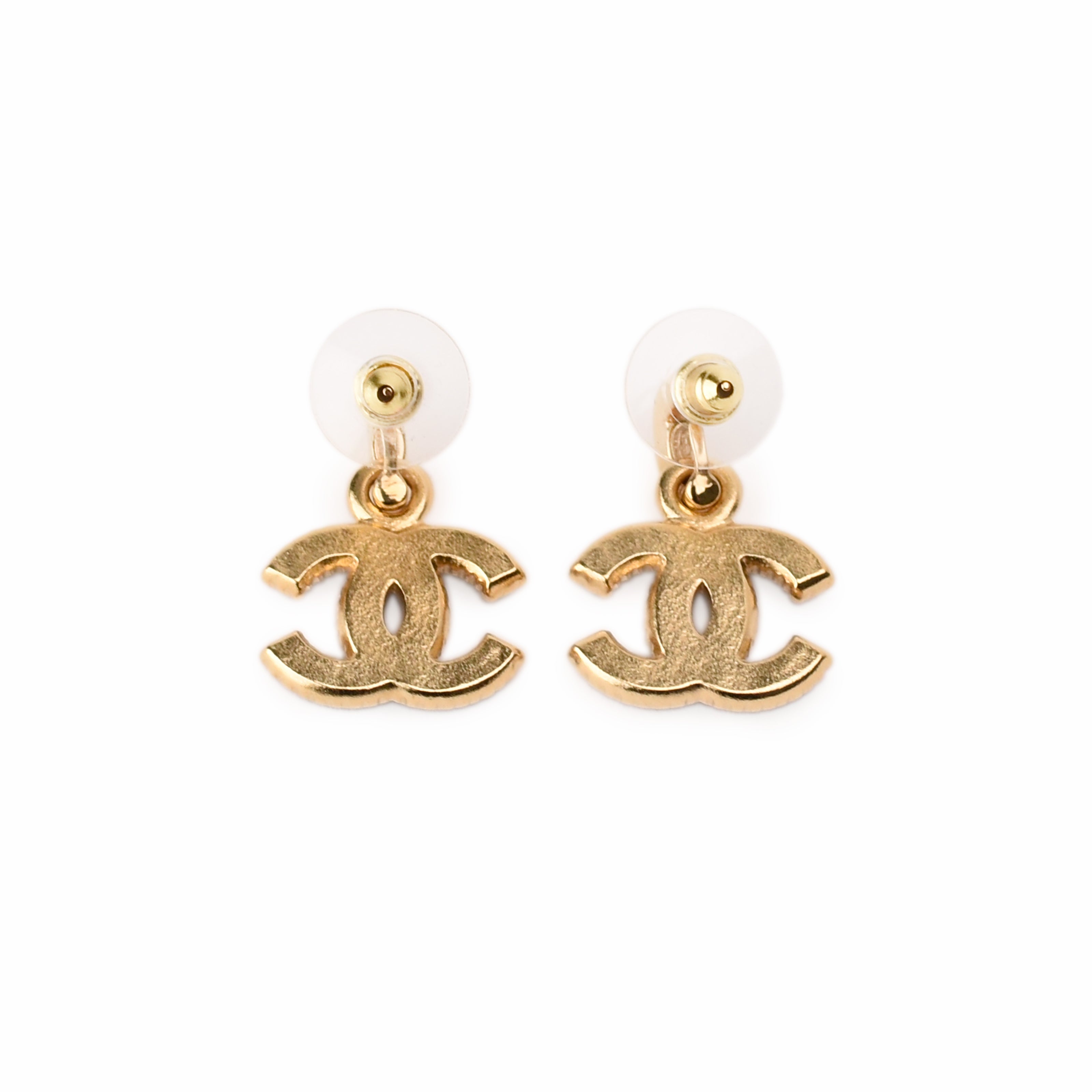 Chanel CC Chocolate Drop Earrings Gold