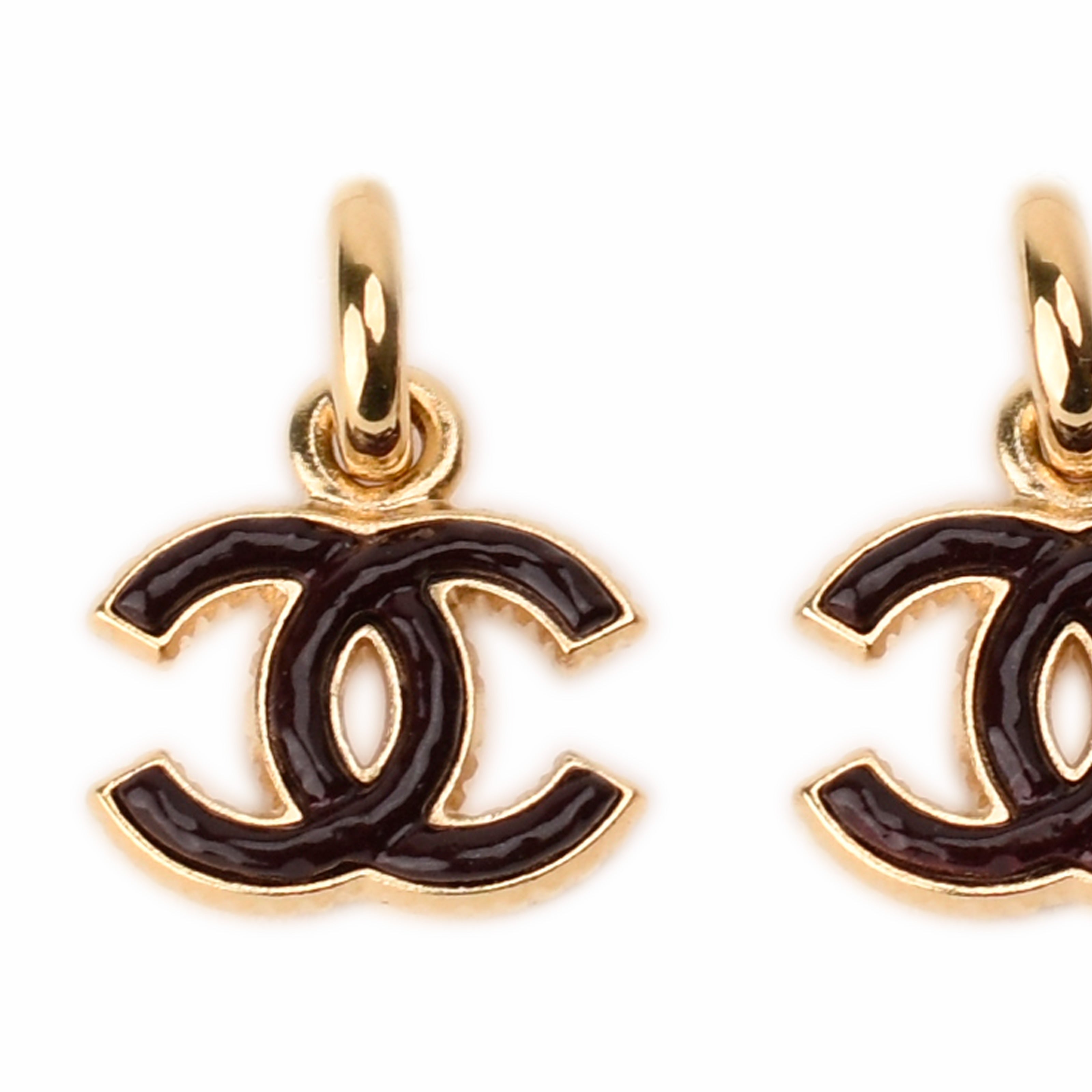 Chanel CC Chocolate Drop Earrings Gold