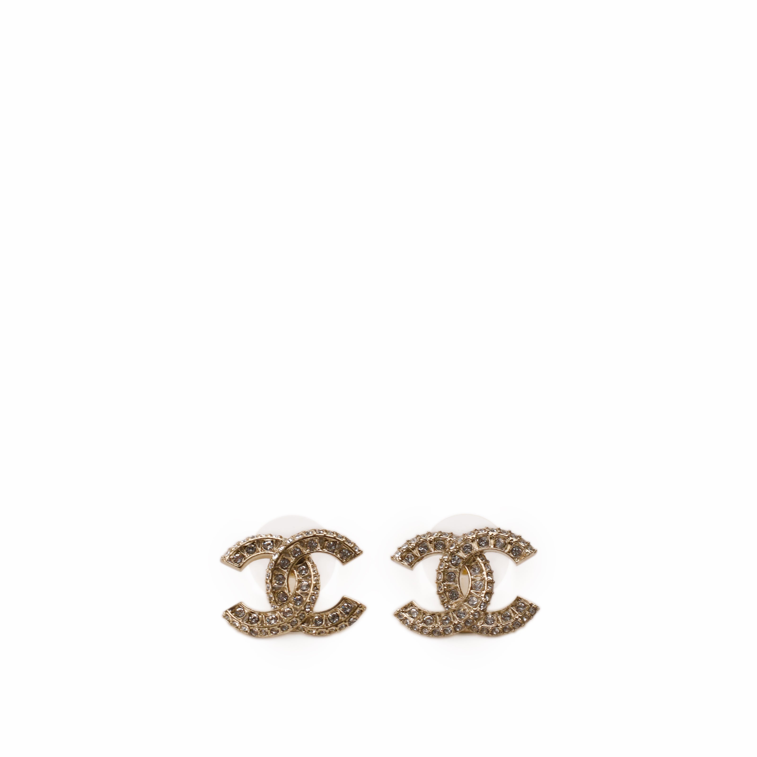 Chanel CC Champagne Crystal Earrings