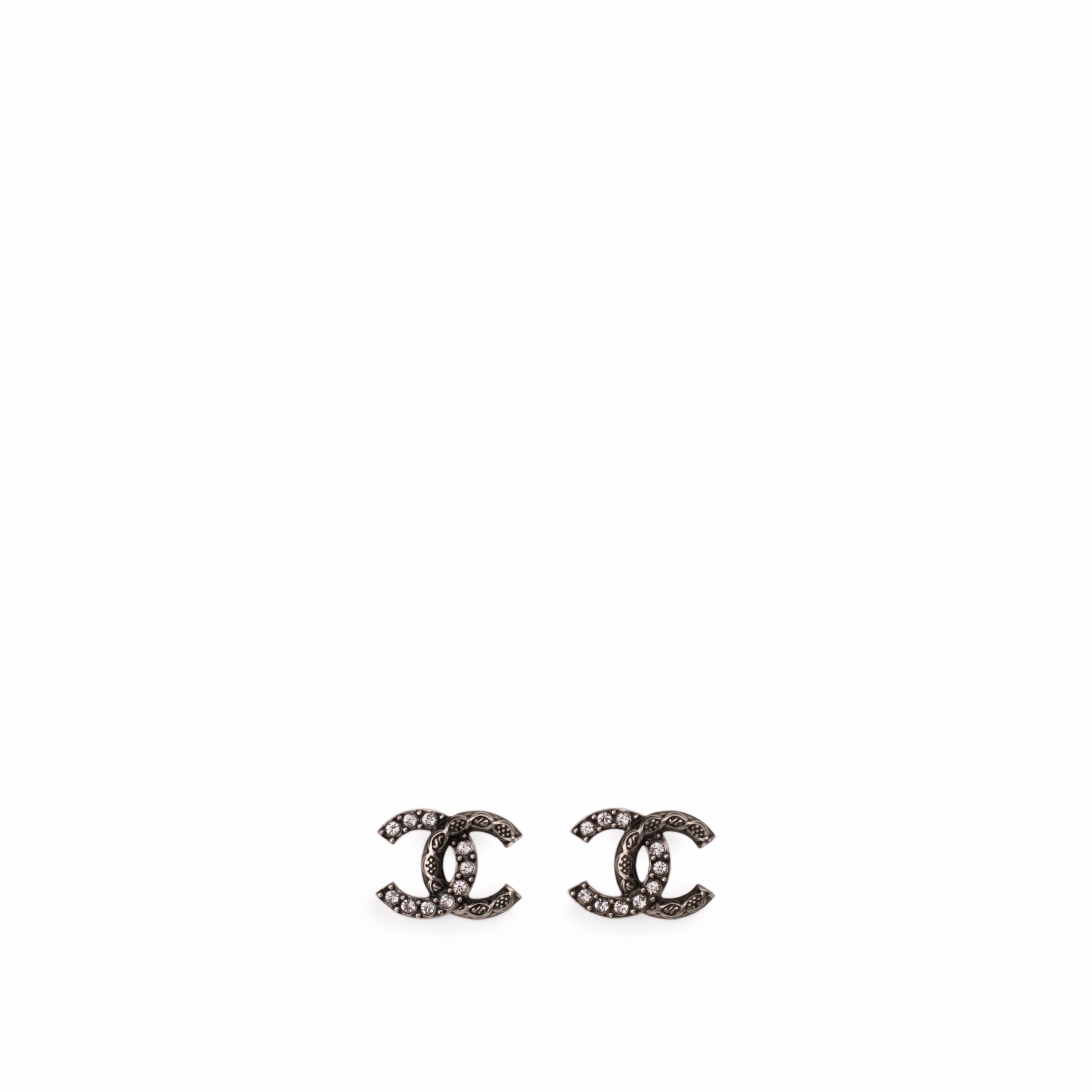 Chanel CC Brushed Rutheneum Crystal Earrings