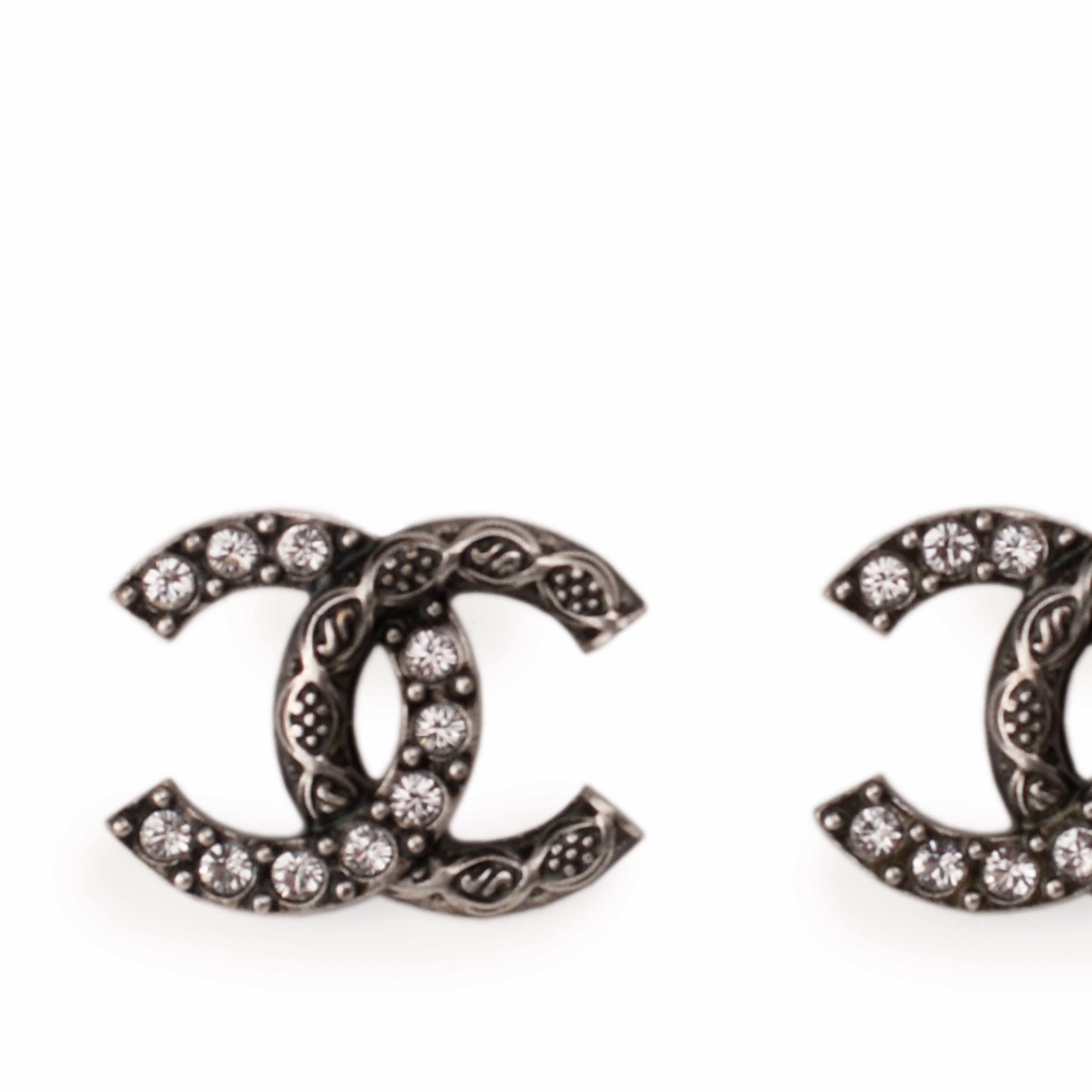 Chanel CC Brushed Rutheneum Crystal Earrings
