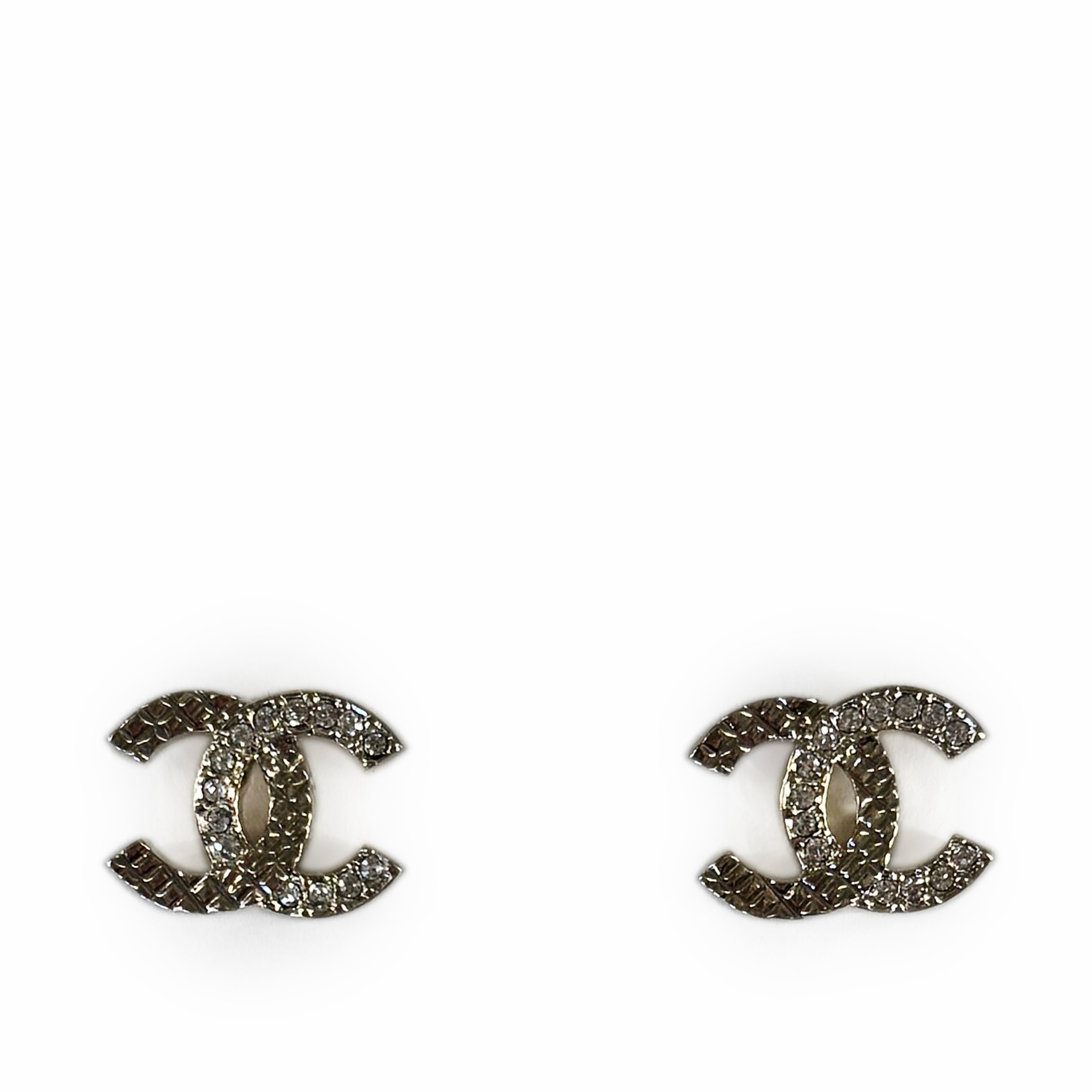 Chanel CC Small Crystal Champagne Earrings