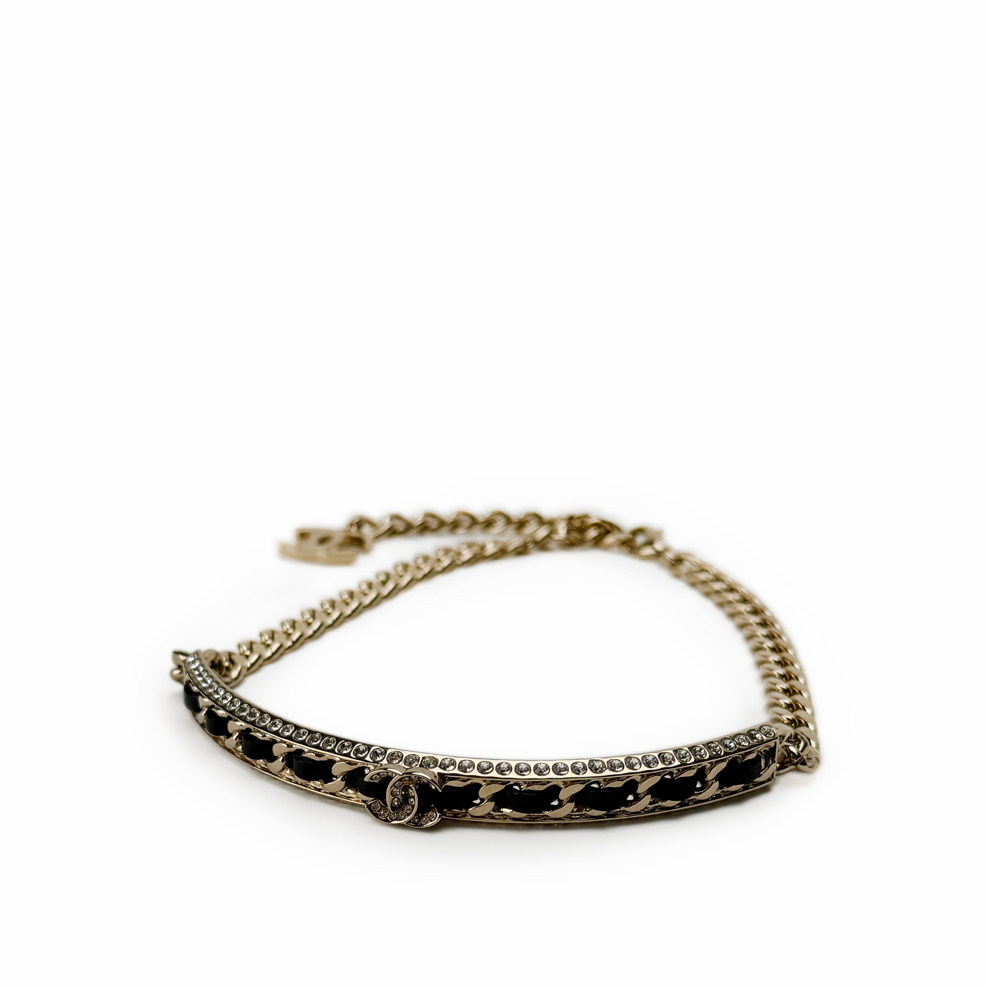 Chanel Leather-Interwoven CC Choker Necklace CHW