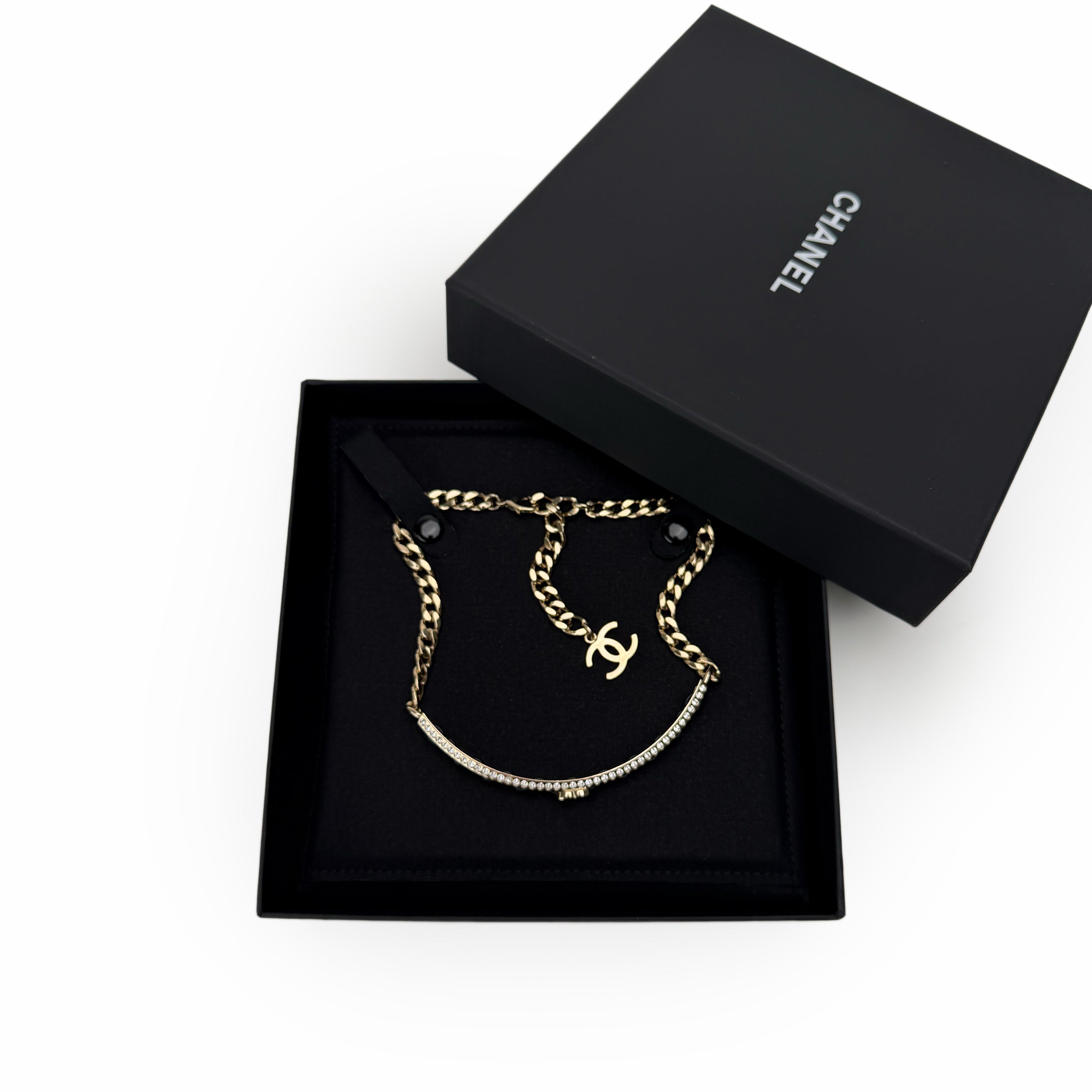 Chanel Leather-Interwoven CC Choker Necklace CHW