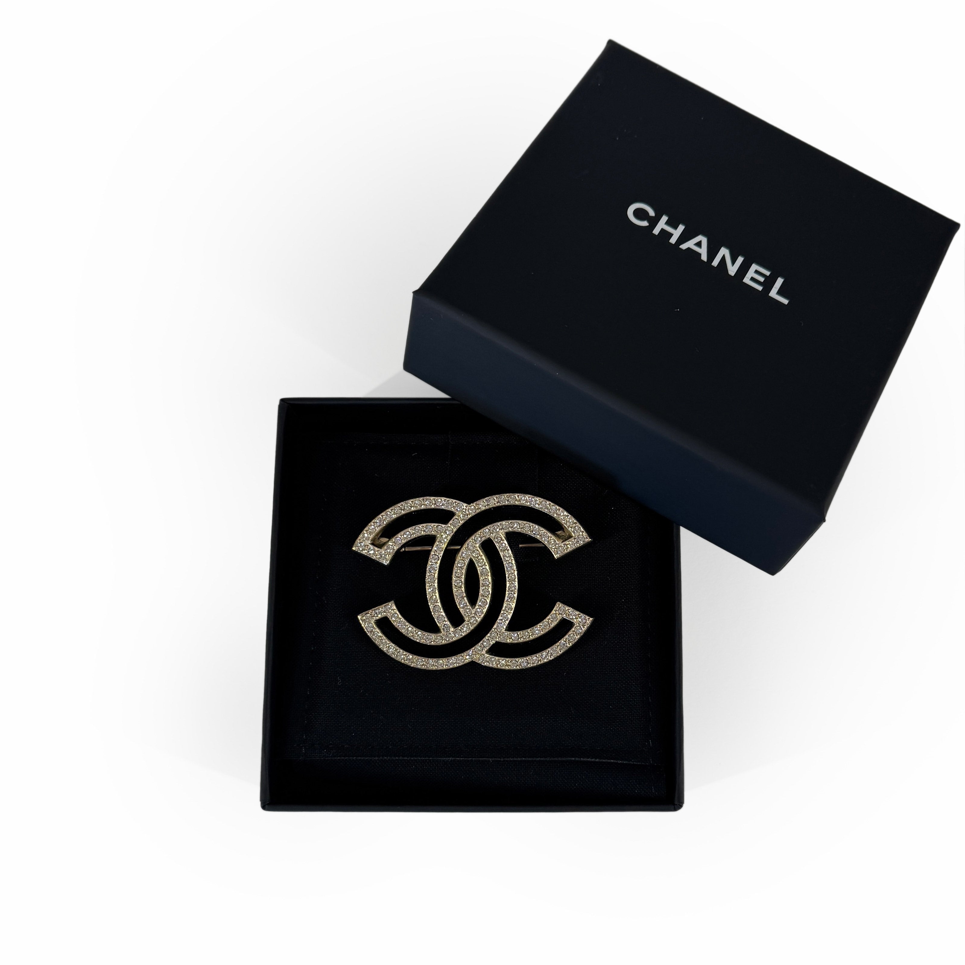 Chanel CC Champagne Small Crystals Brooch
