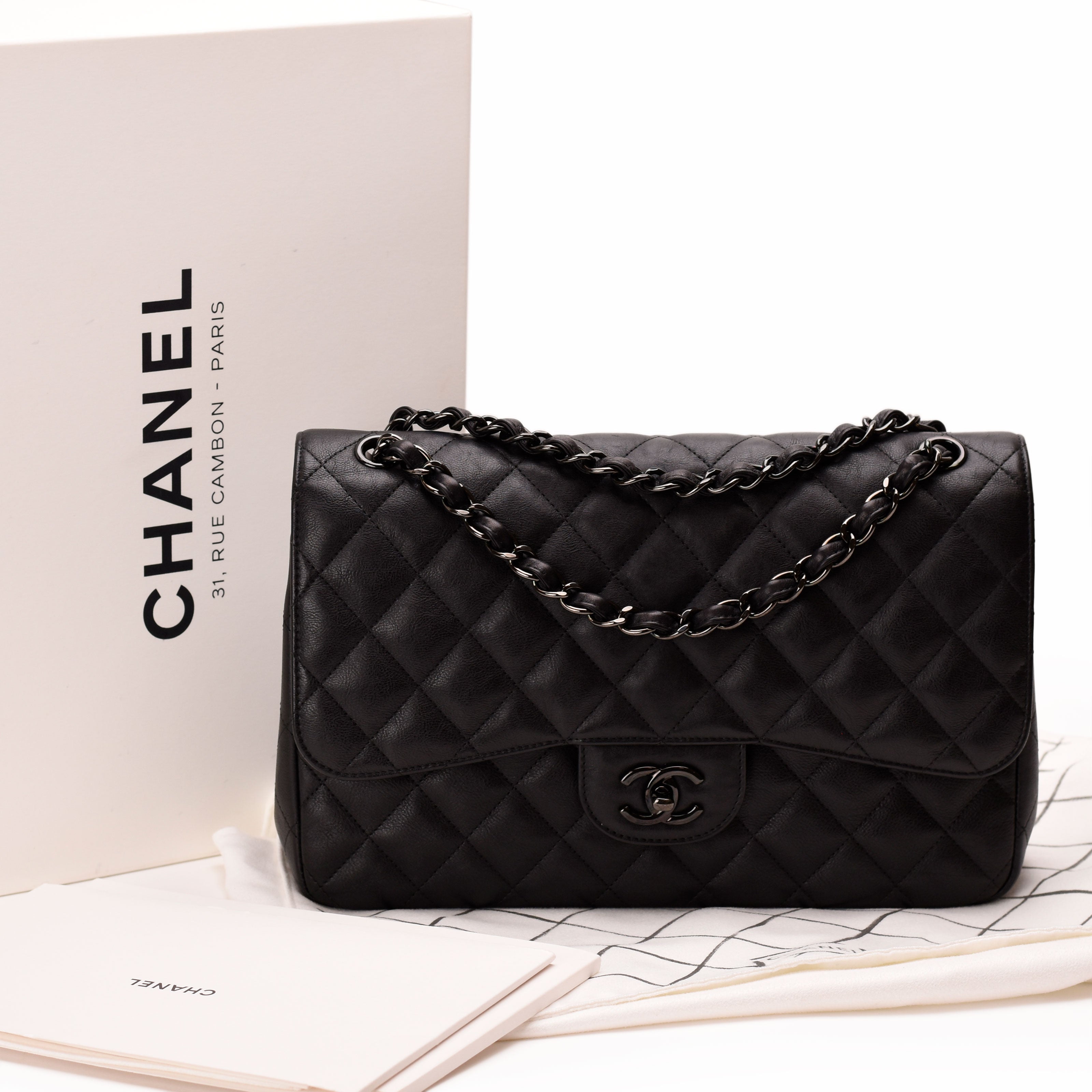 Chanel Timeless Jumbo So Black Quilted Calfskin