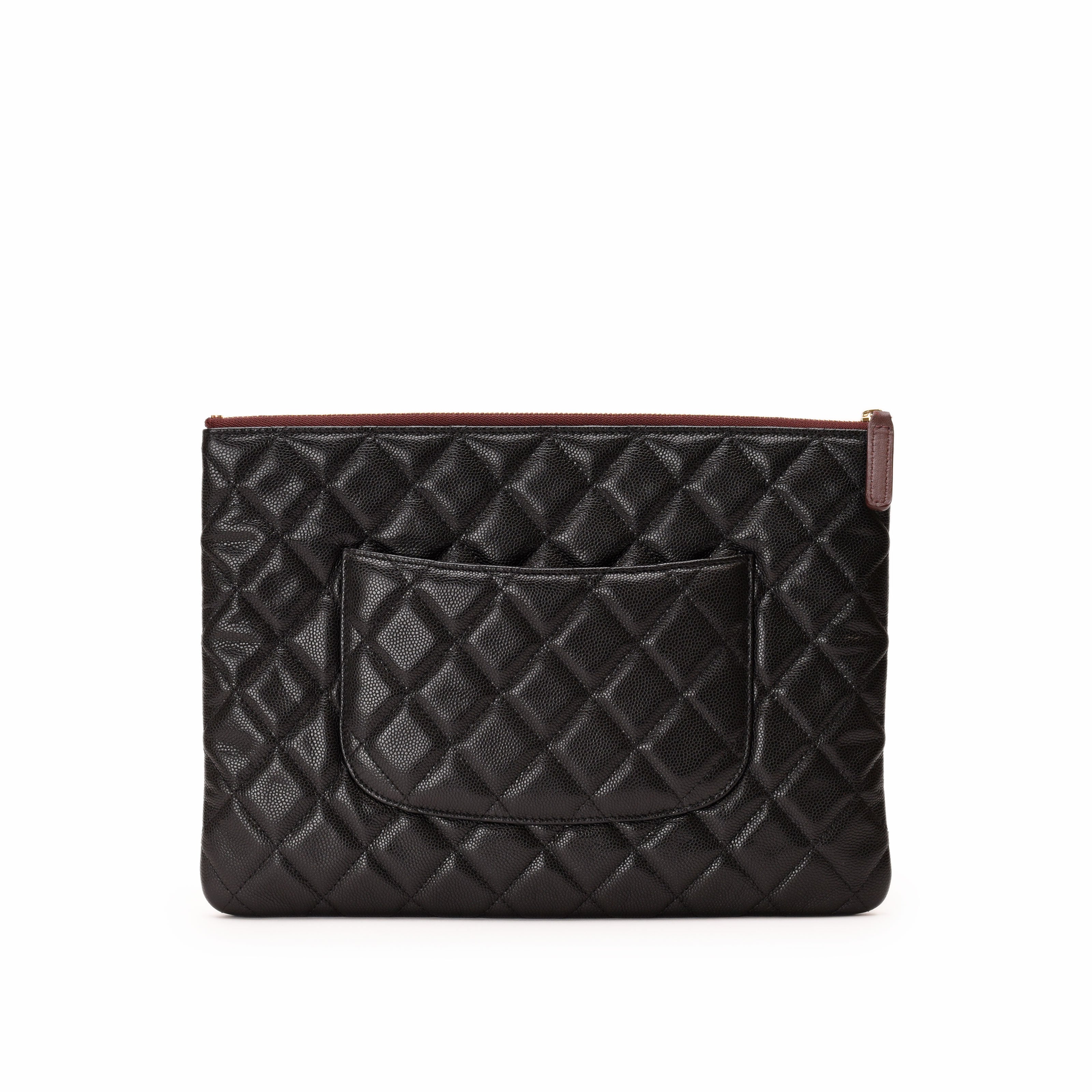 Chanel Classic O Case Medium Black Quilted Caviar