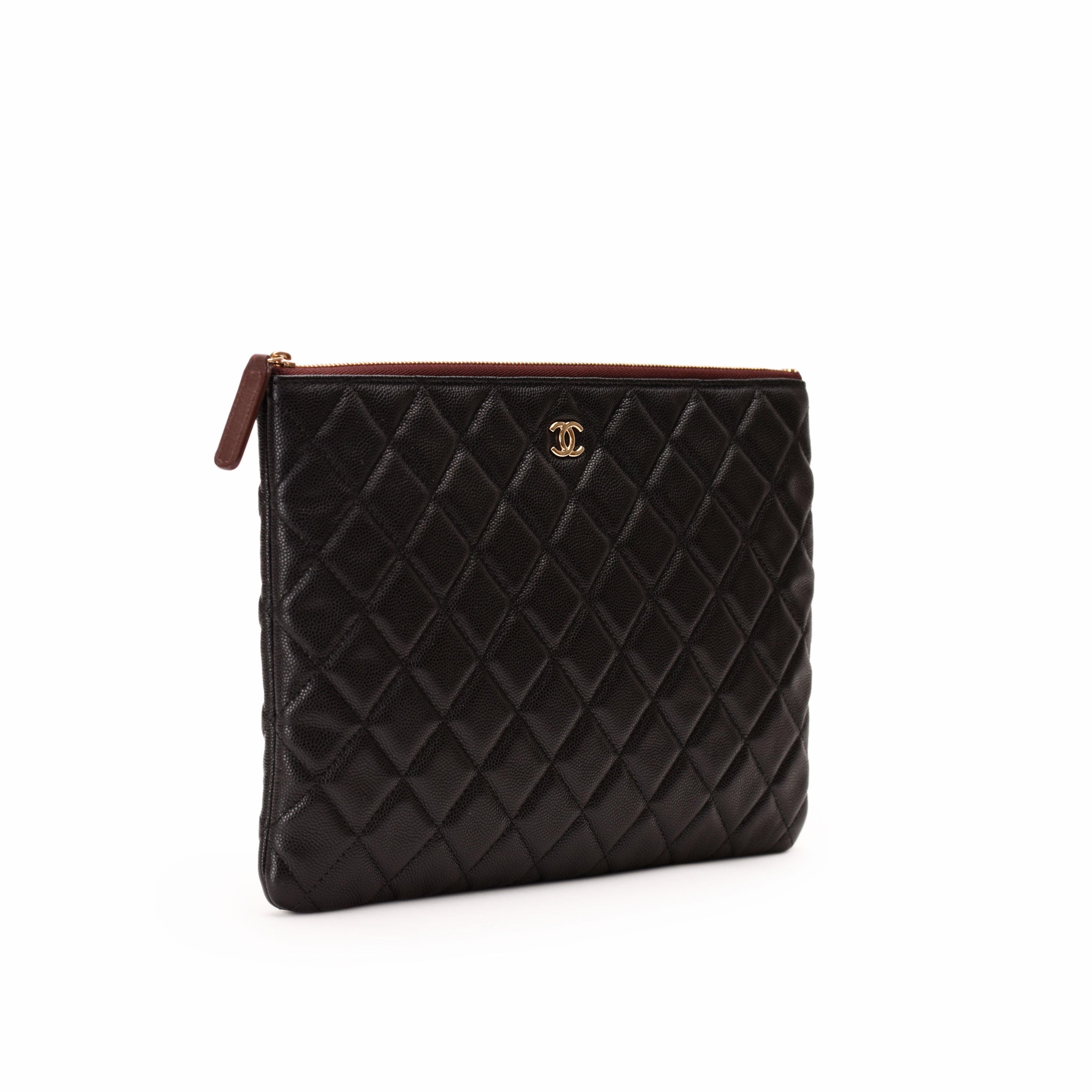Chanel Classic O Case Medium Black Quilted Caviar