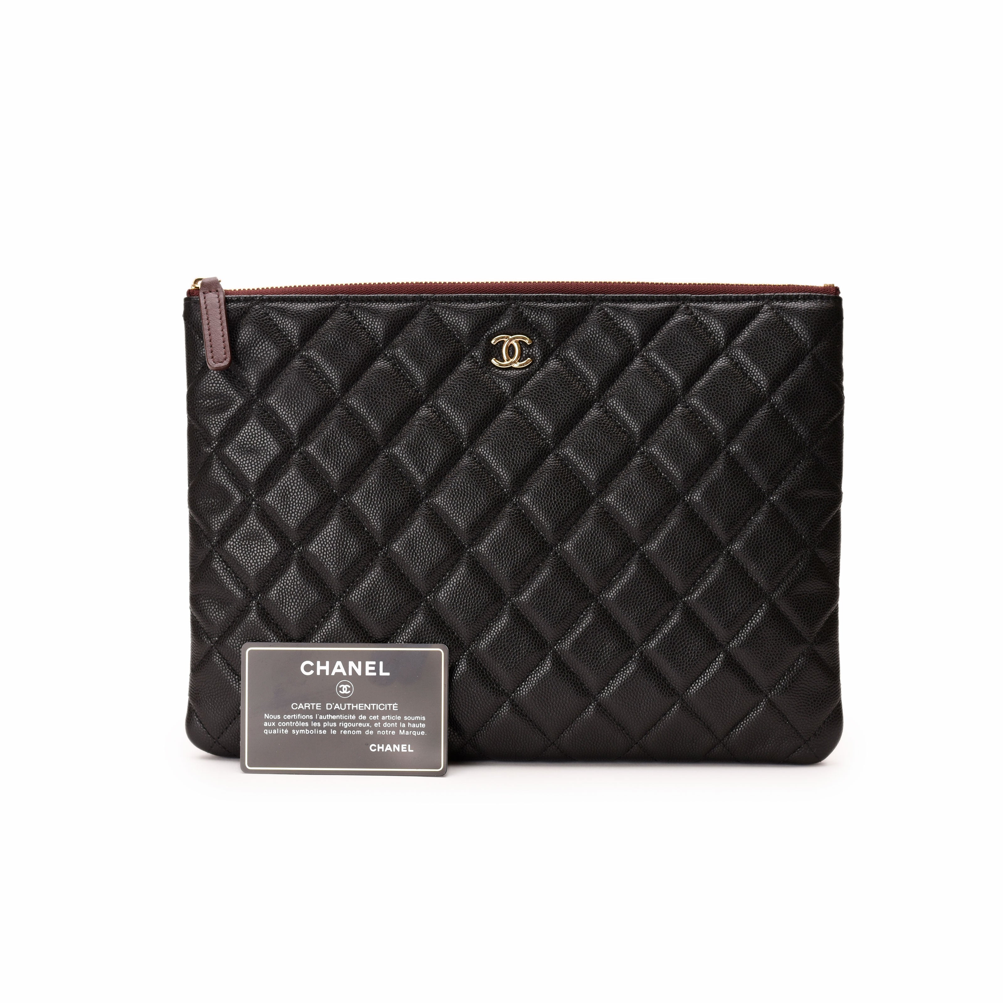 Chanel Classic O Case Medium Black Quilted Caviar