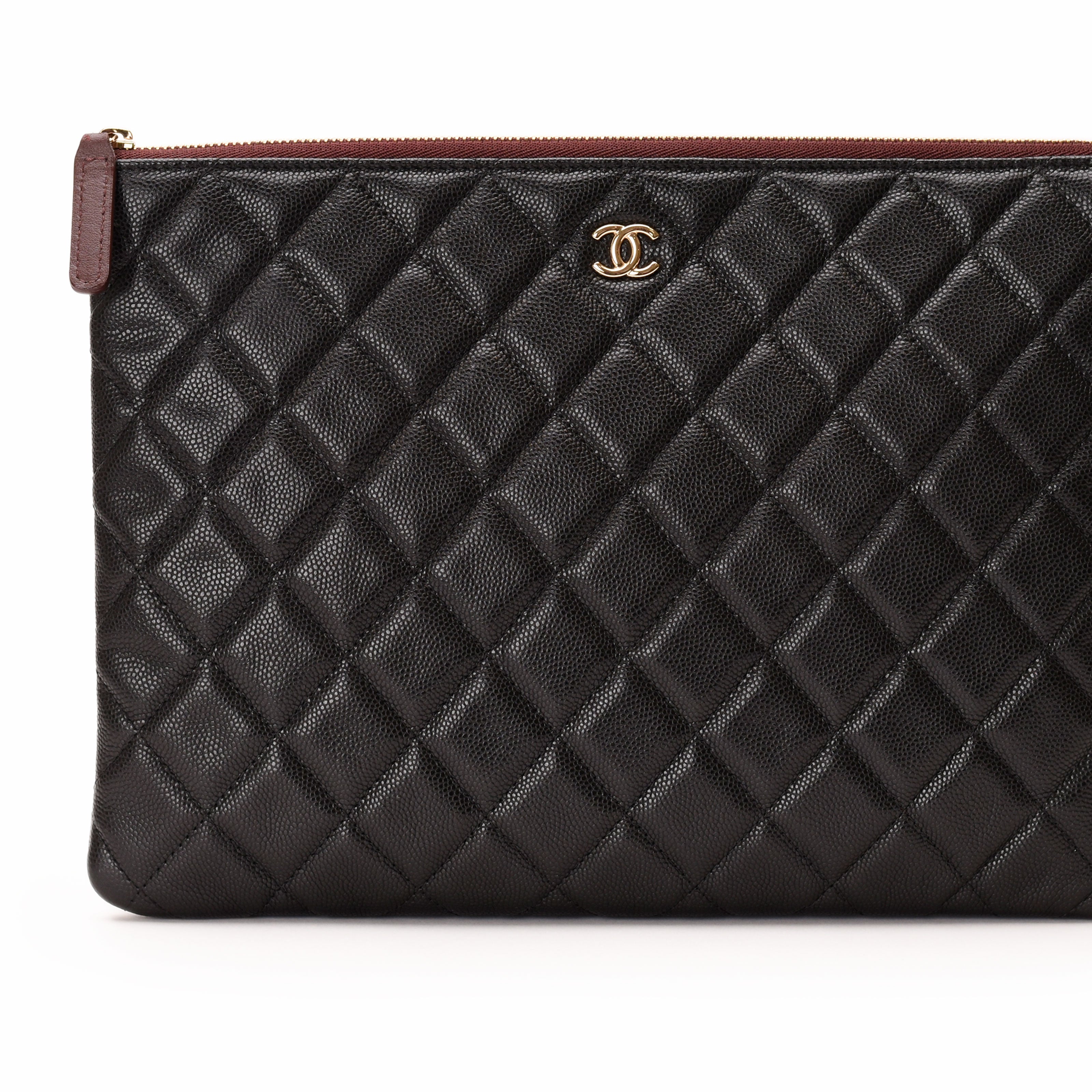 Chanel Classic O Case Medium Black Quilted Caviar