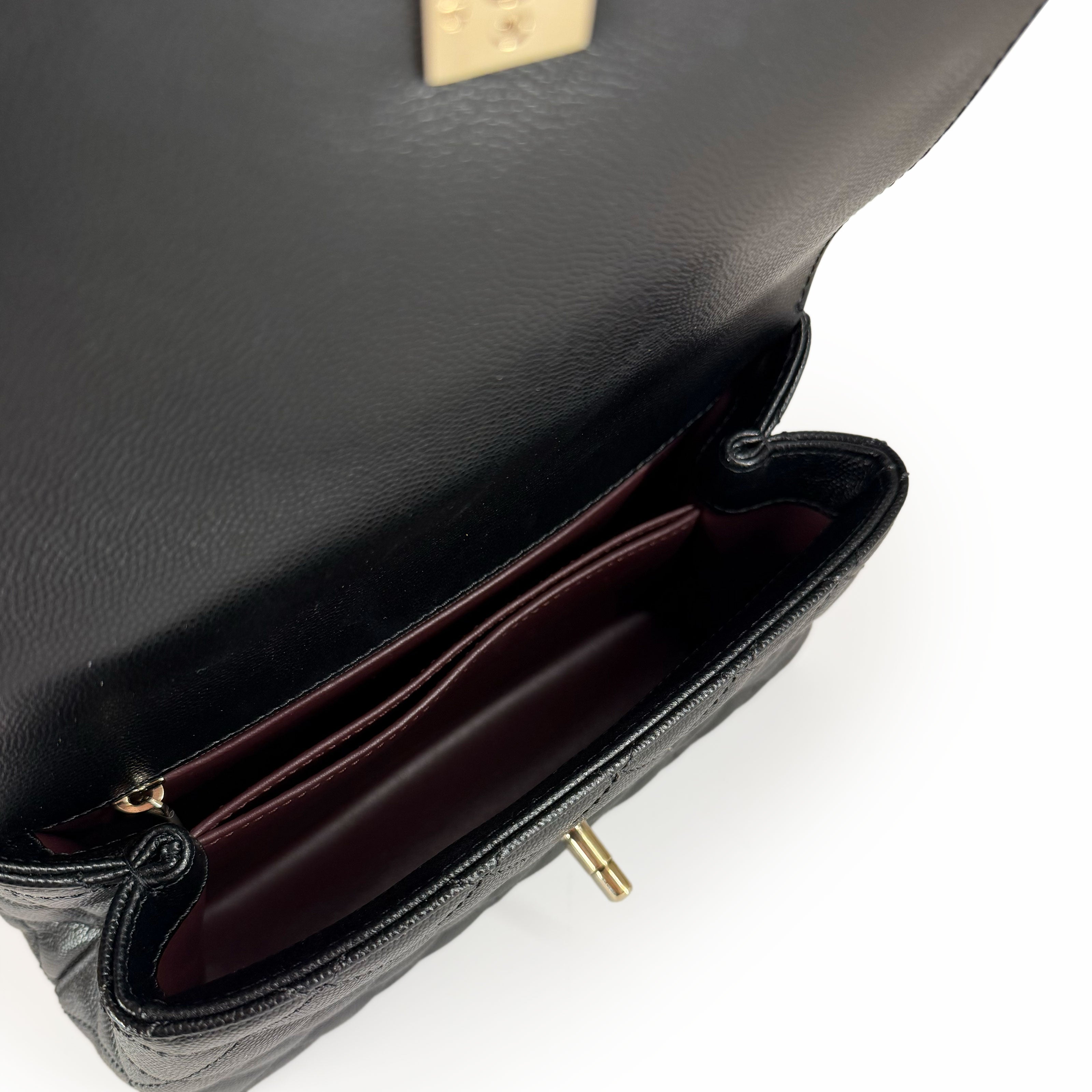 Chanel Coco Top Lizard Handle Black Caviar Mini CHW