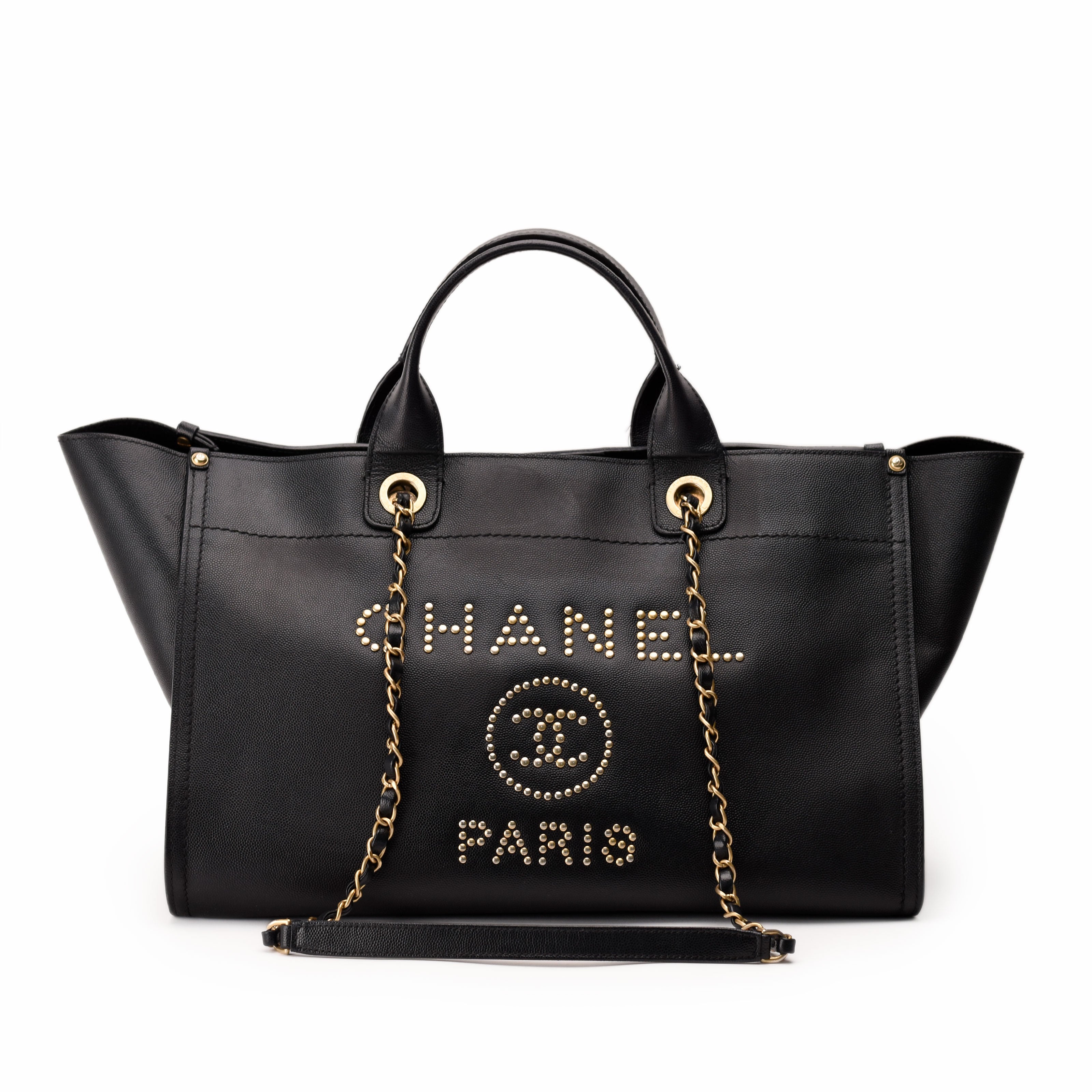 Chanel Deauville Large Black Caviar Tote Bag