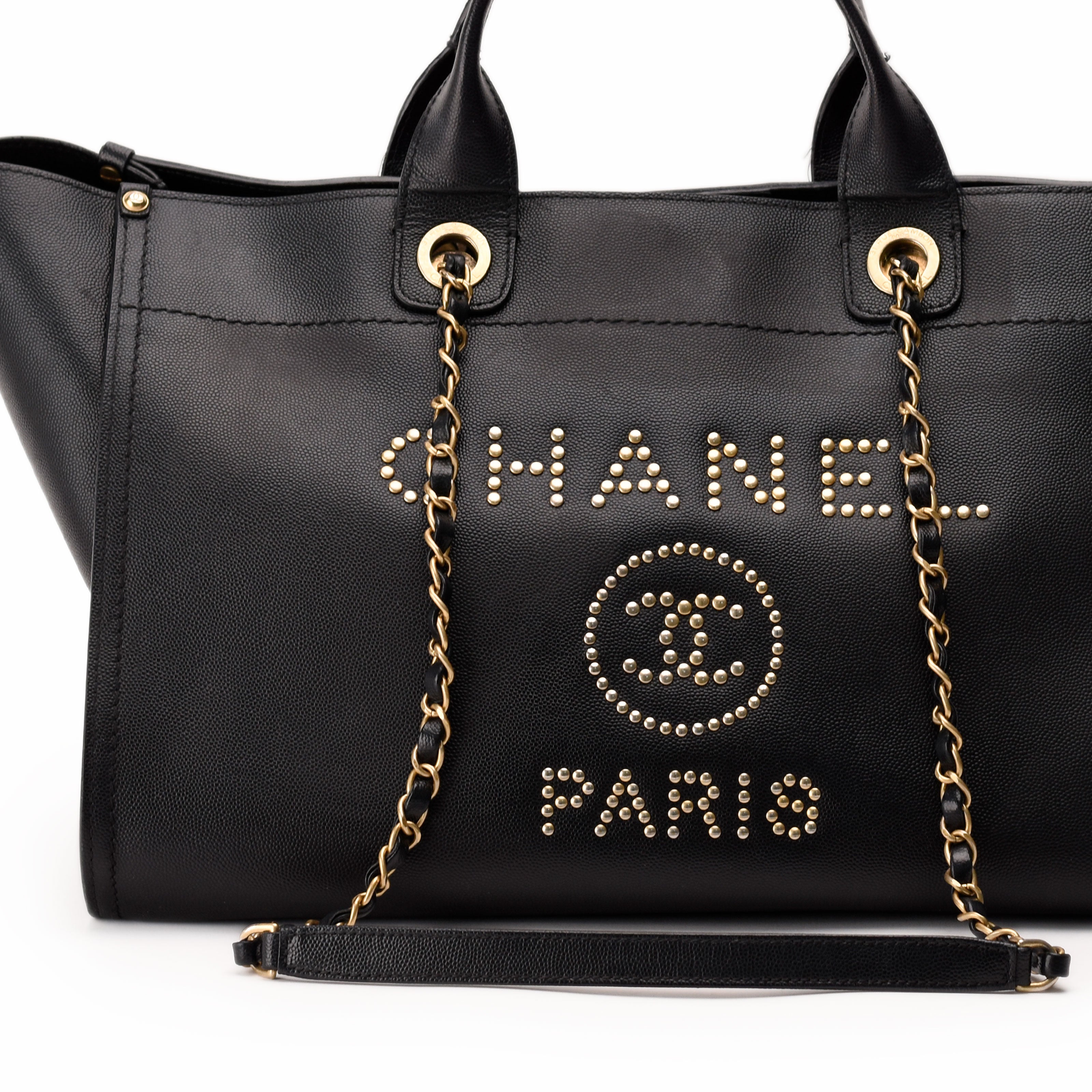 Chanel Deauville Large Black Caviar Tote Bag