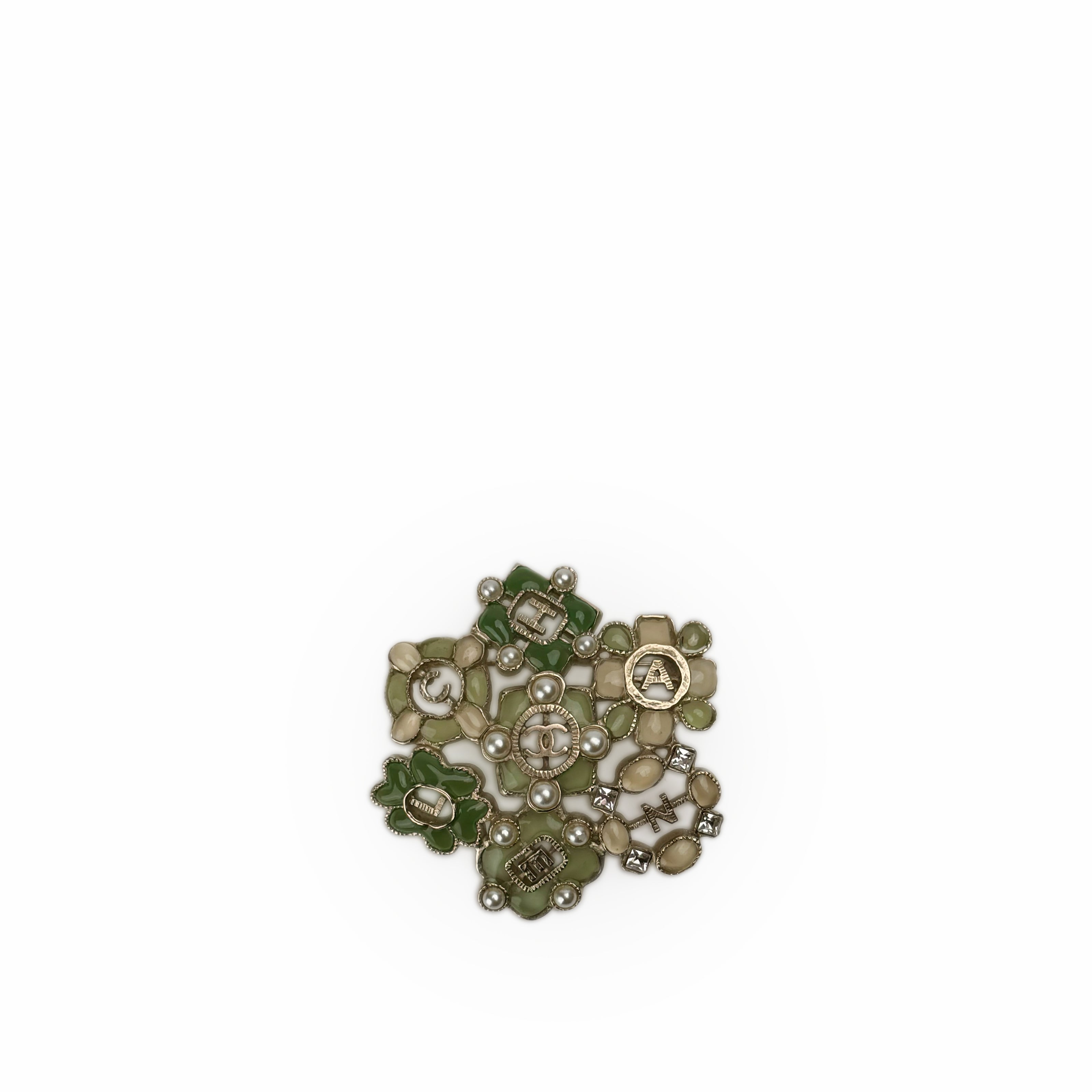 Chanel Gripoix Flowers Green Brooch