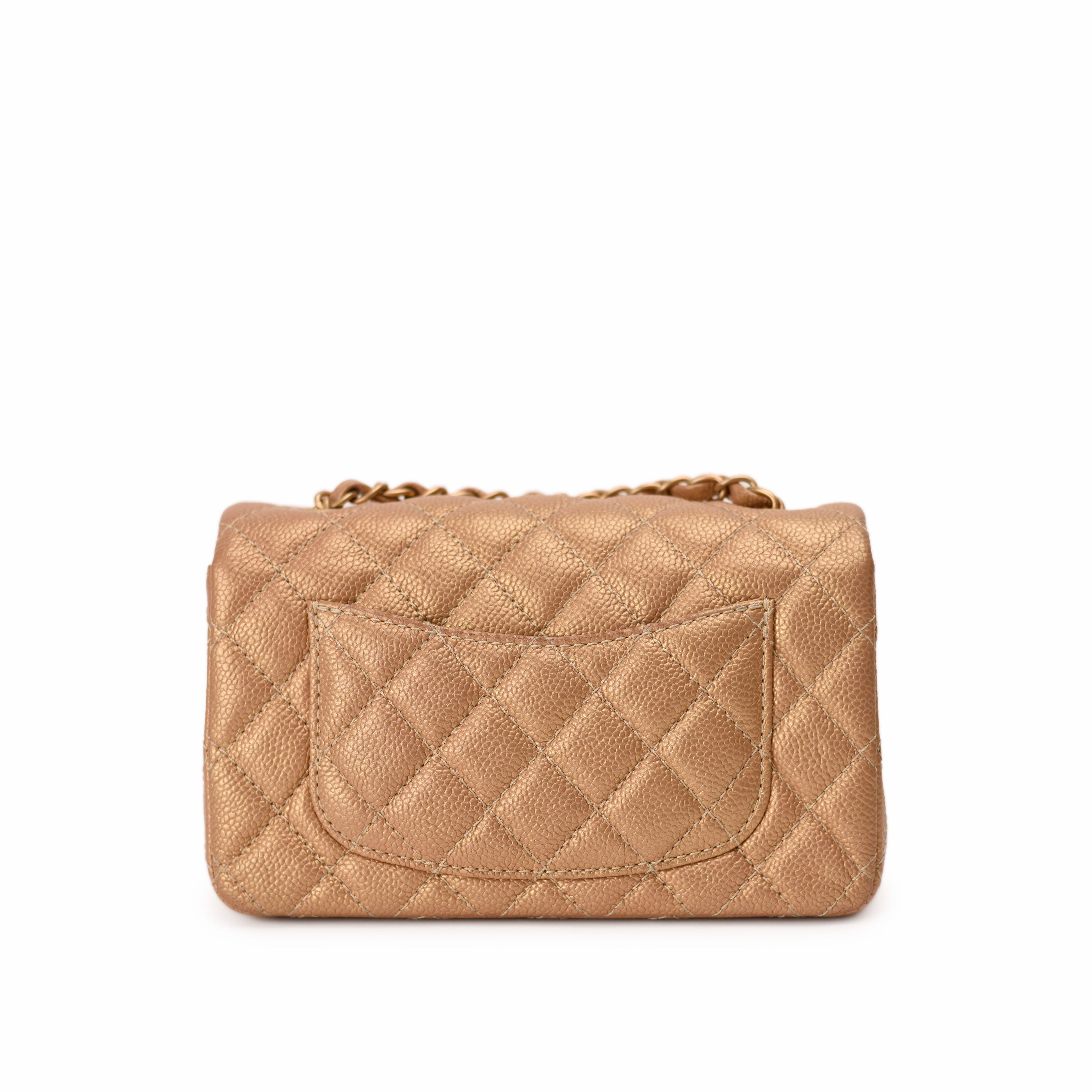 Chanel Mini Rectangular Gold Caviar GBHW