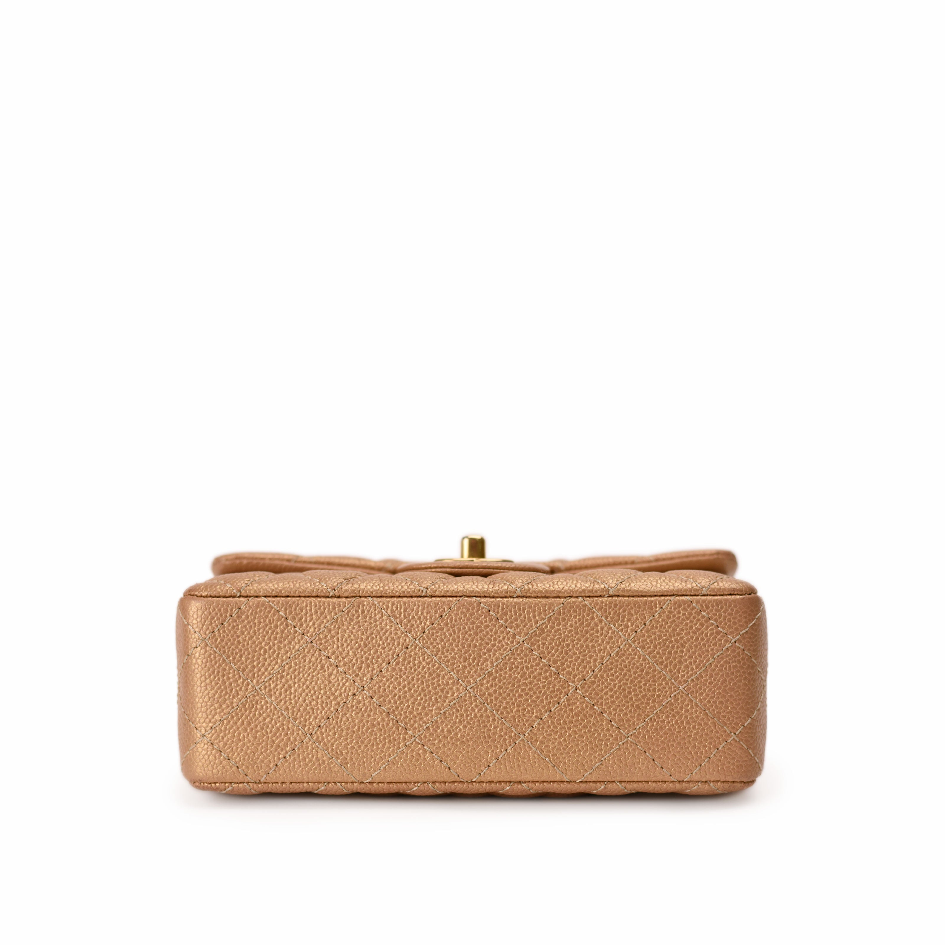 Chanel Mini Rectangular Gold Caviar GBHW
