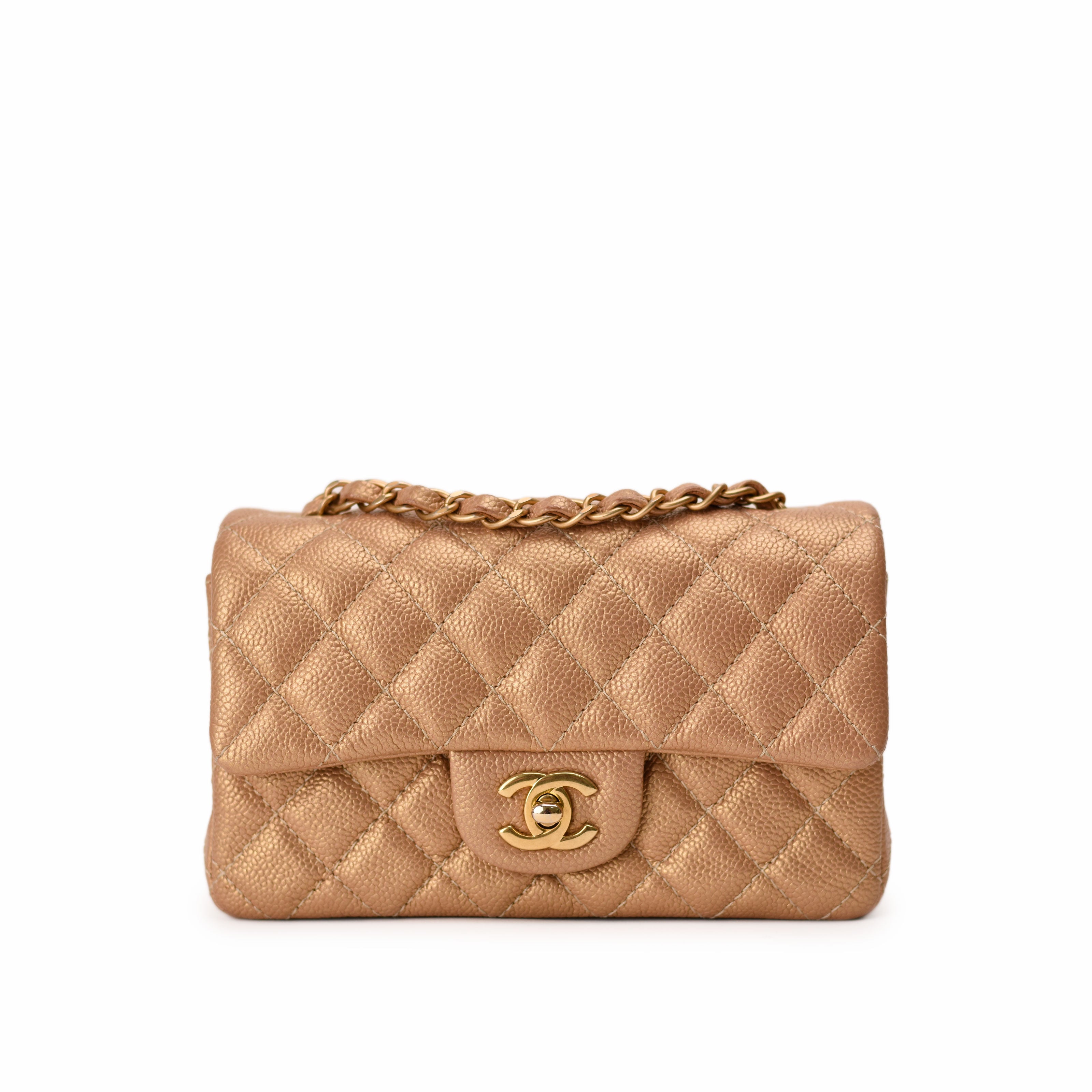 Chanel Mini Rectangular Gold Caviar GBHW