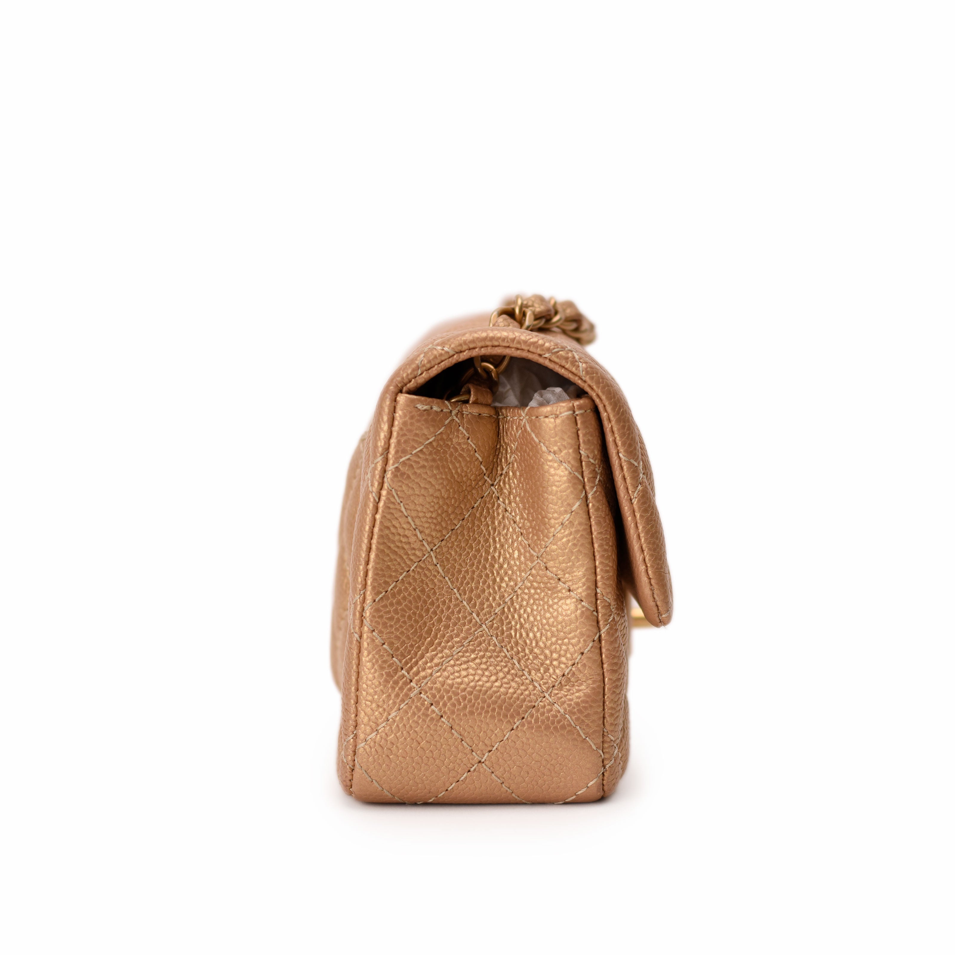 Chanel Mini Rectangular Gold Caviar GBHW