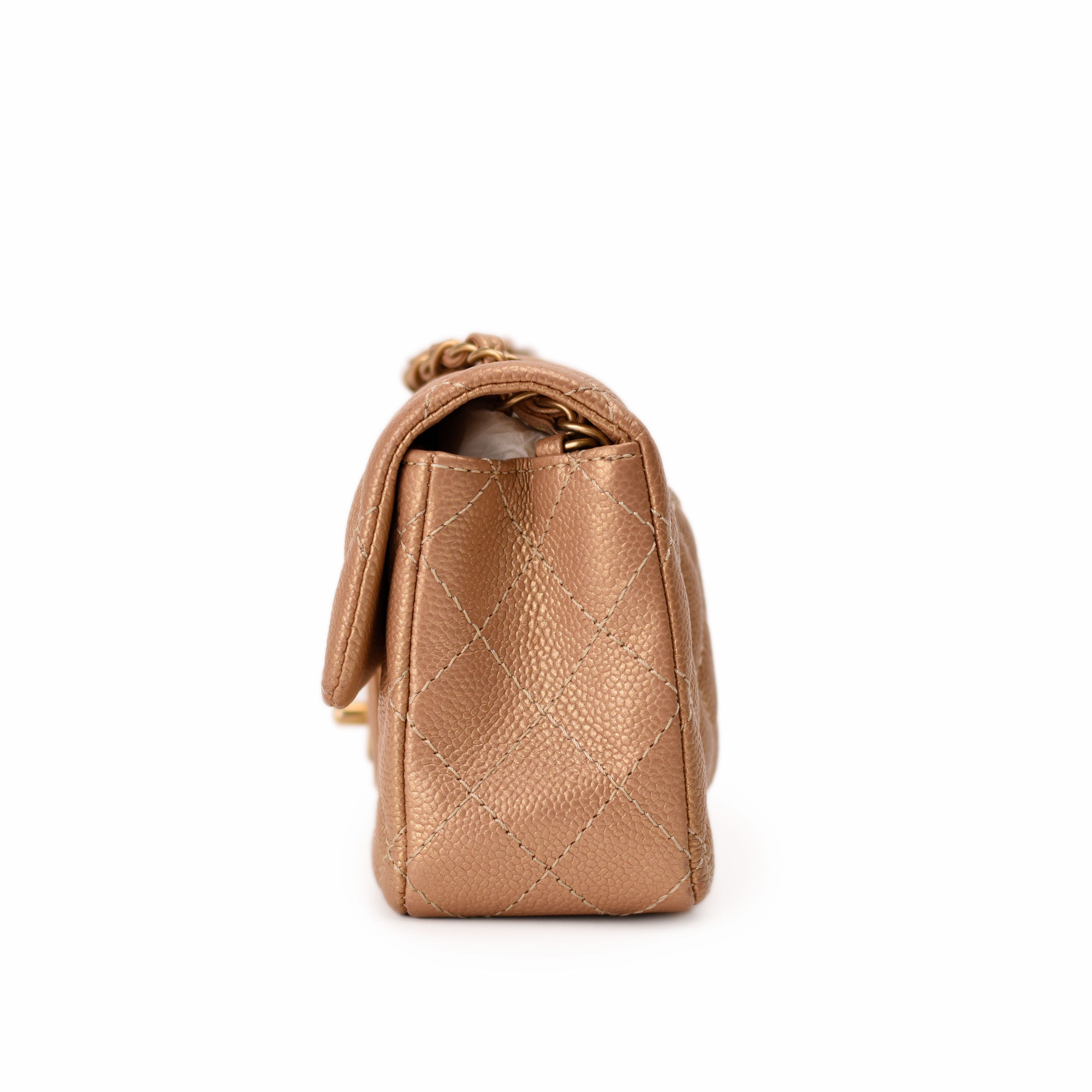 Chanel Mini Rectangular Gold Caviar GBHW