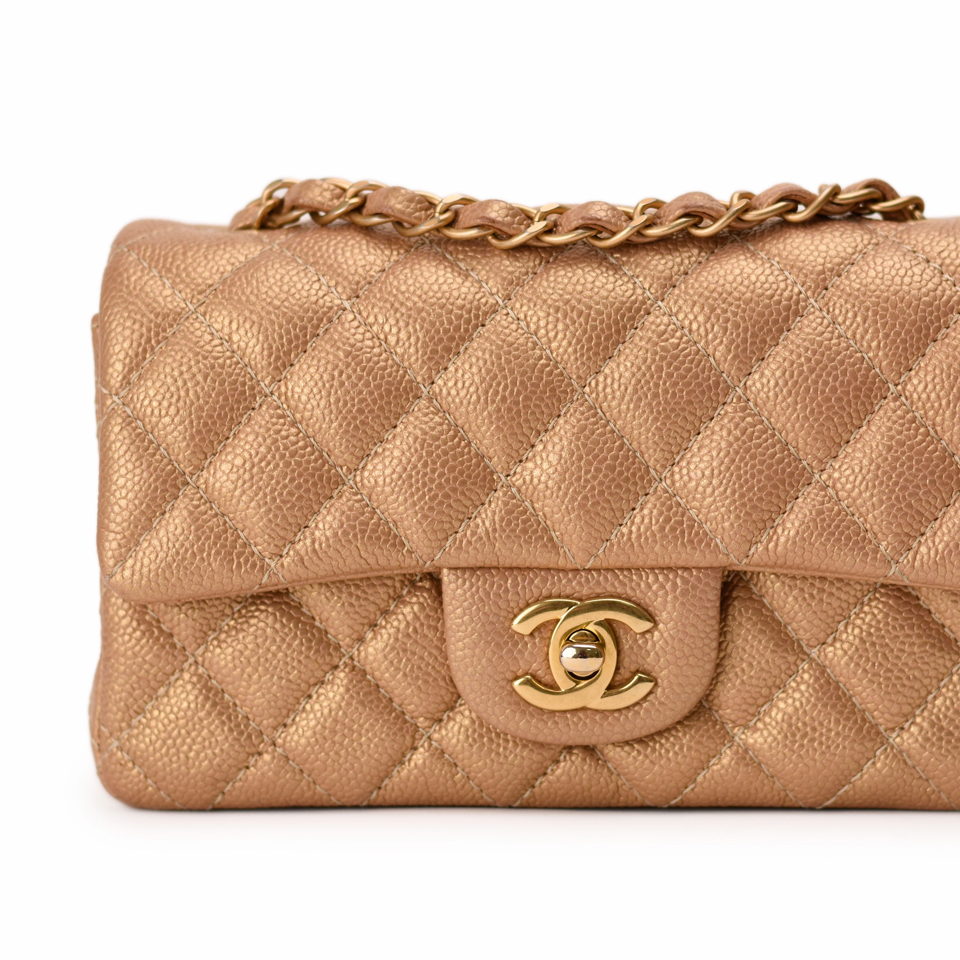 Chanel Mini Rectangular Gold Caviar GBHW