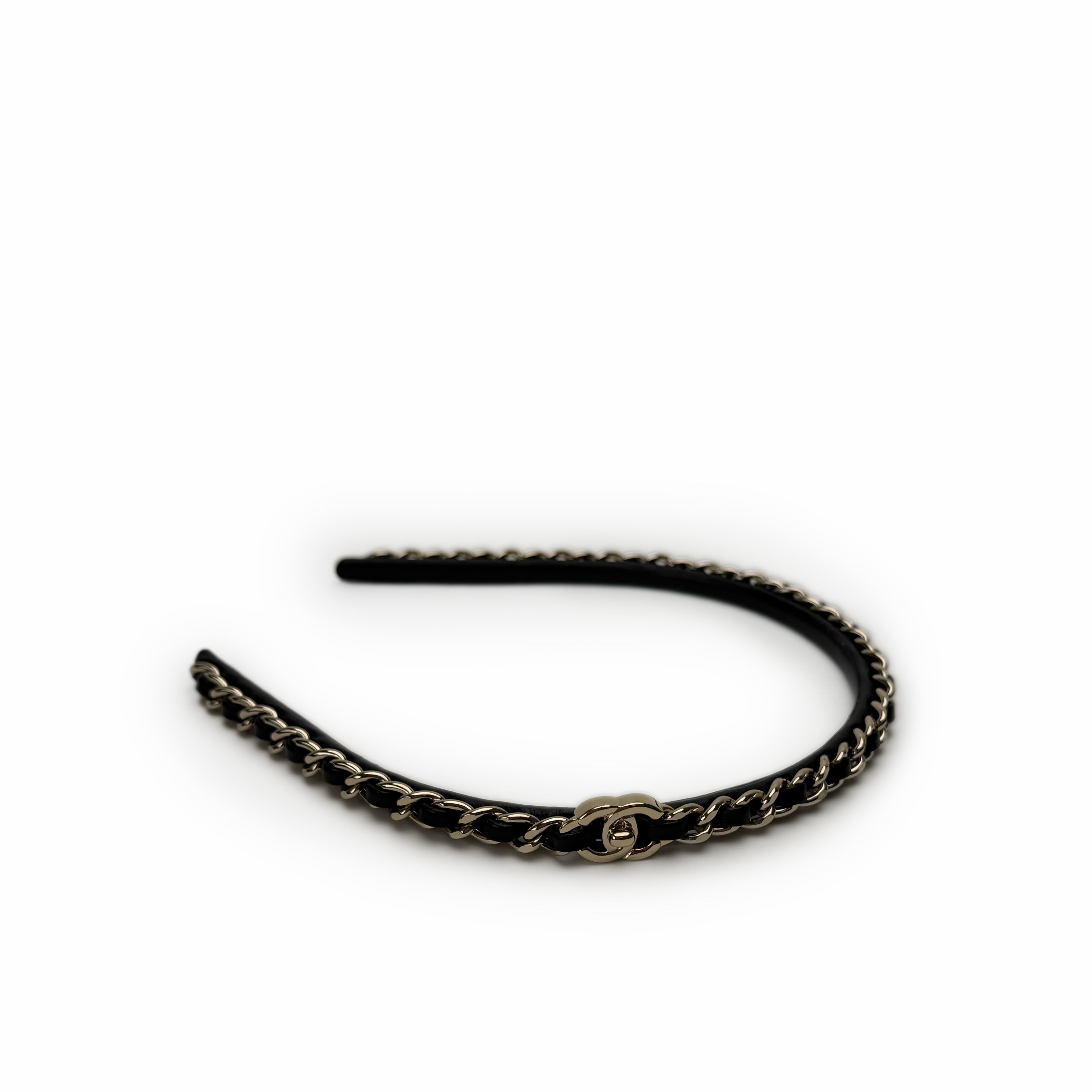 Chanel Leather-Interwoven CC Lock Headband