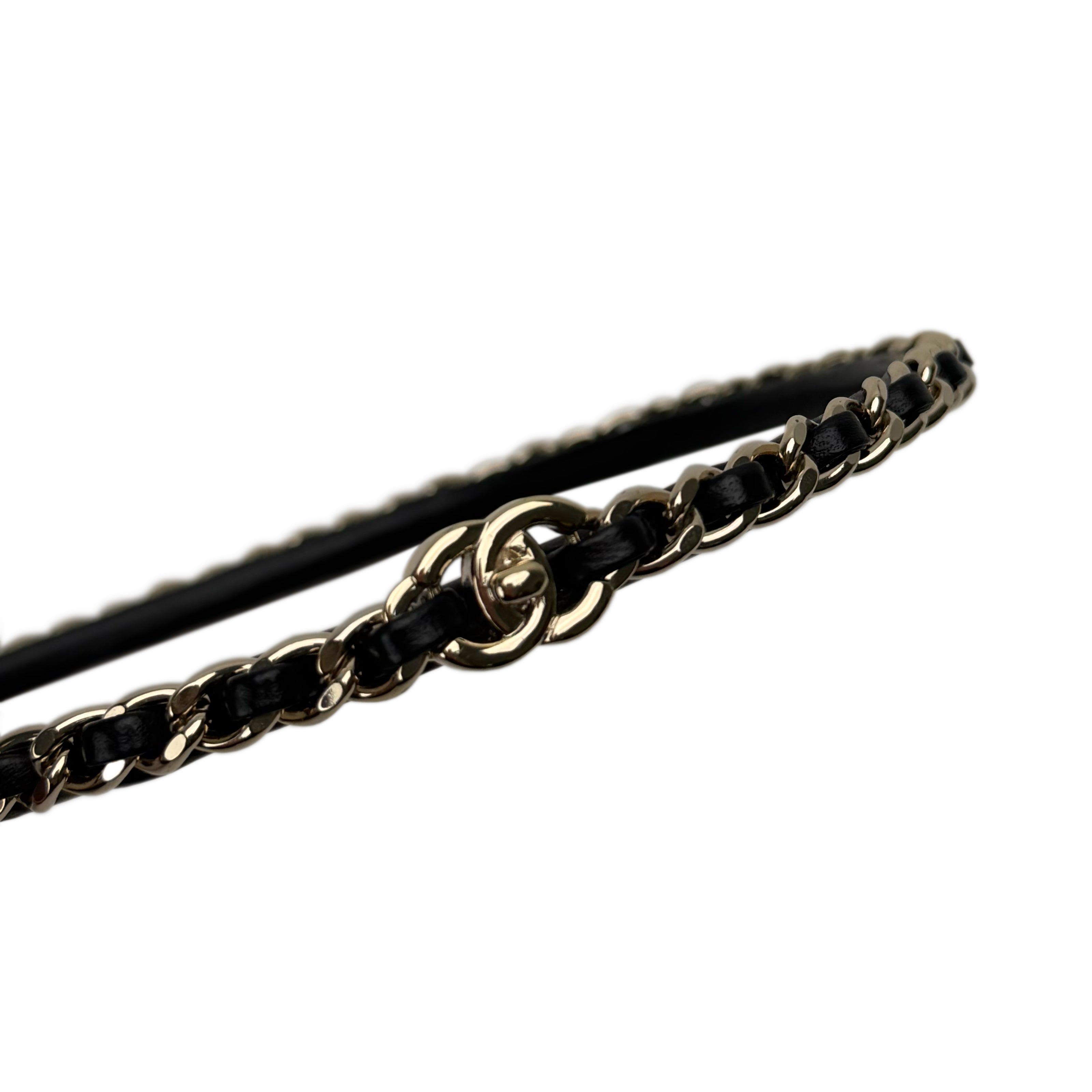Chanel Leather-Interwoven CC Lock Headband