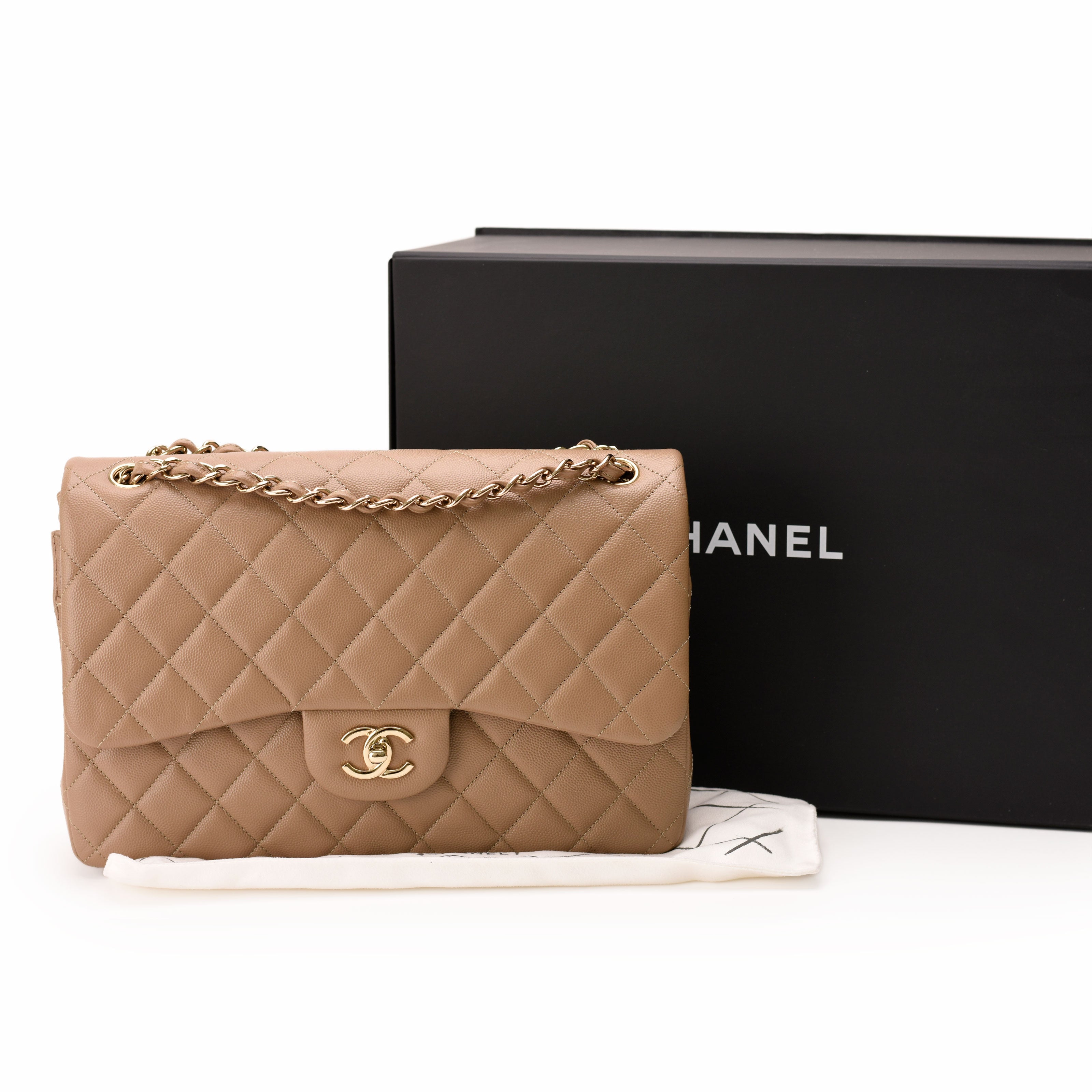 Chanel Timeless Jumbo Dark Beige Caviar CHW