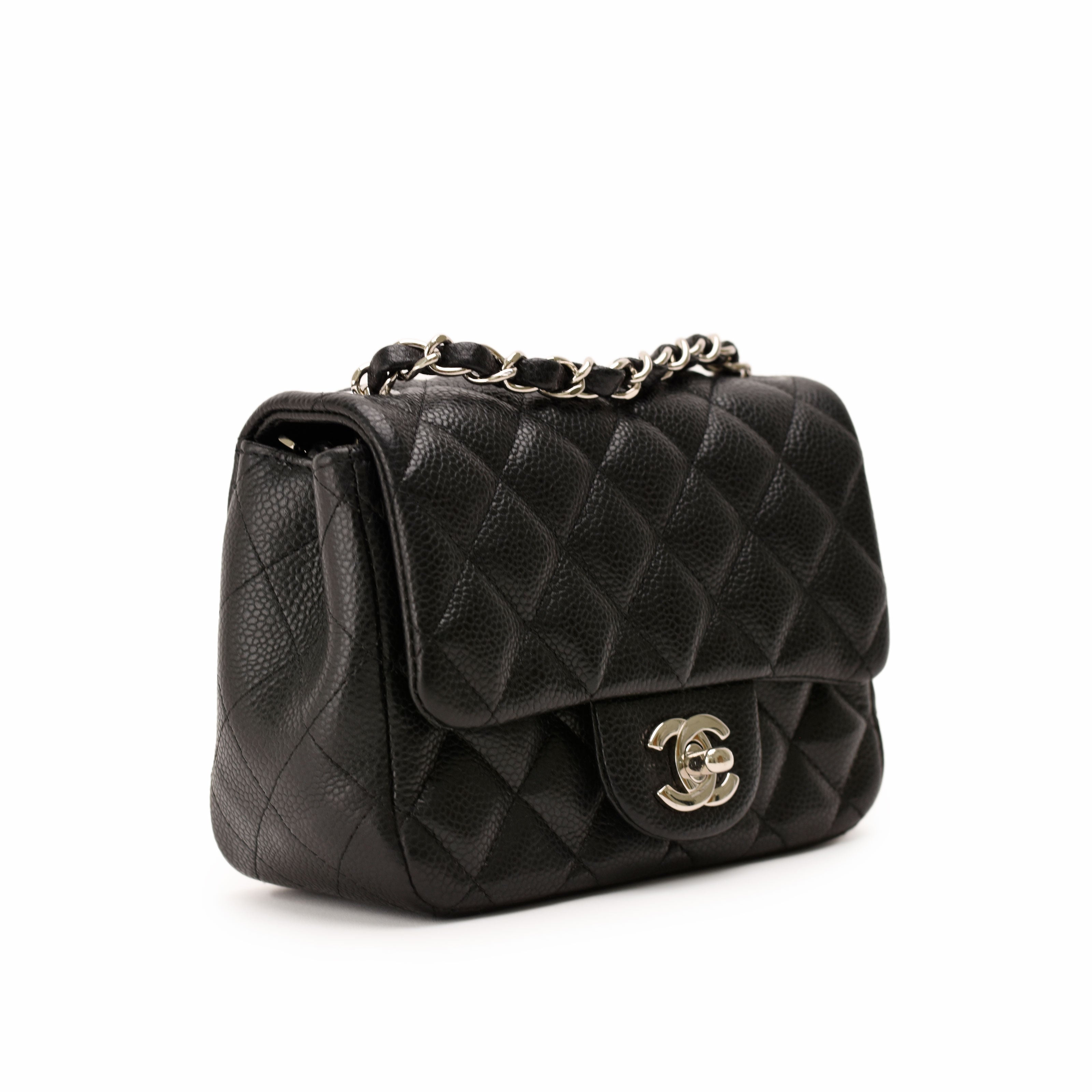 Chanel Mini Square Black Caviar SHW