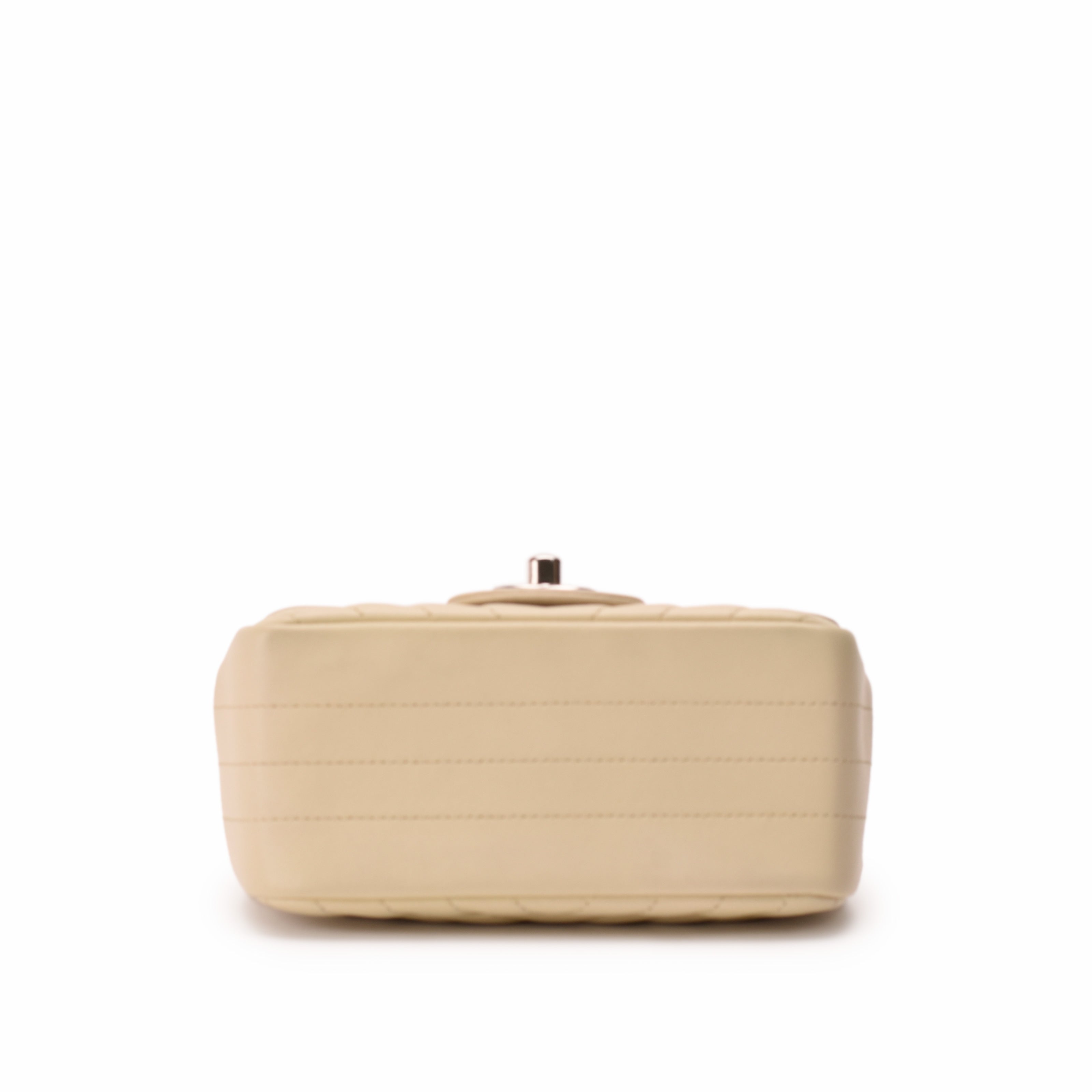 Chanel Mini Square Chevron Ivory Lambskin SHW