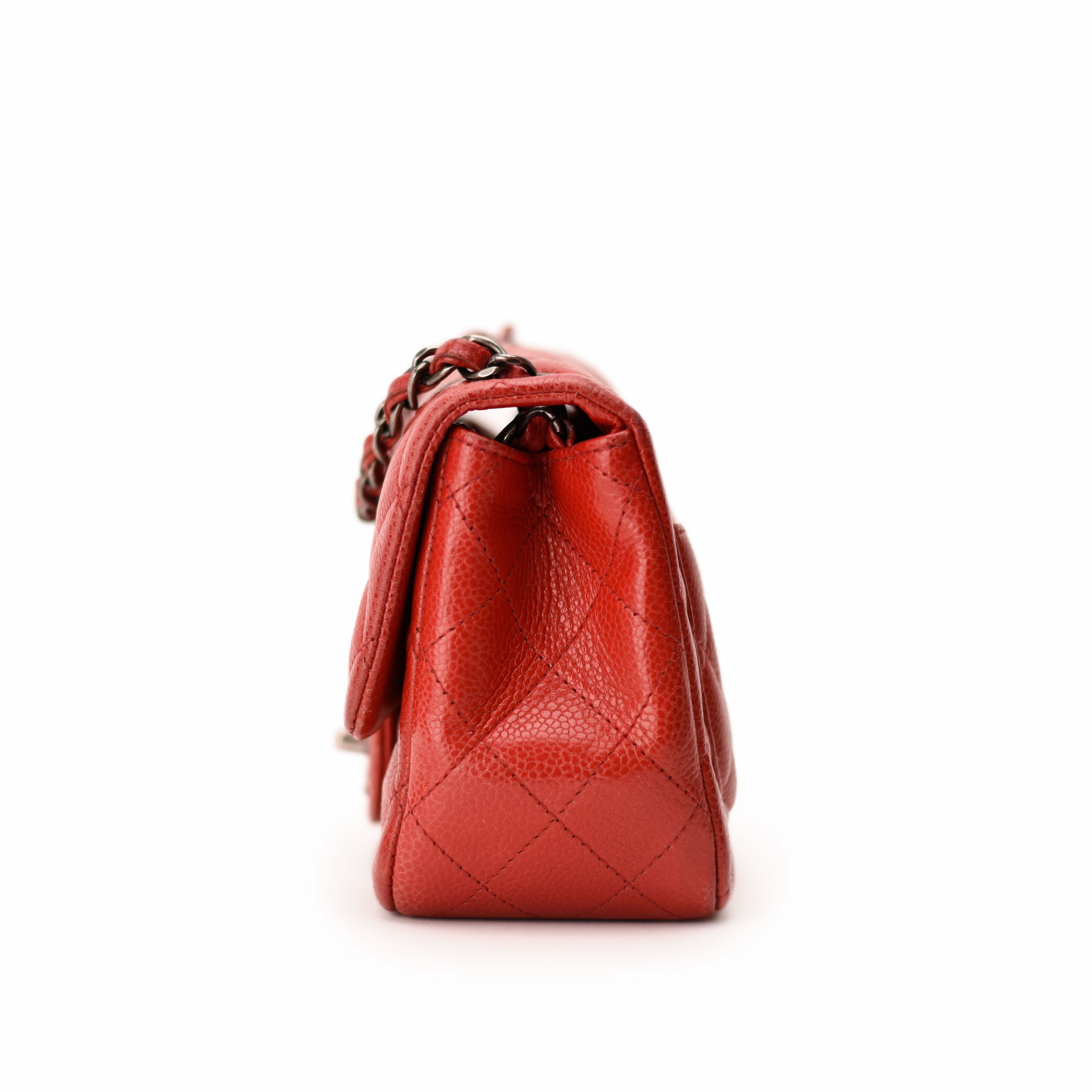 Chanel Mini Square Red Caviar RHW
