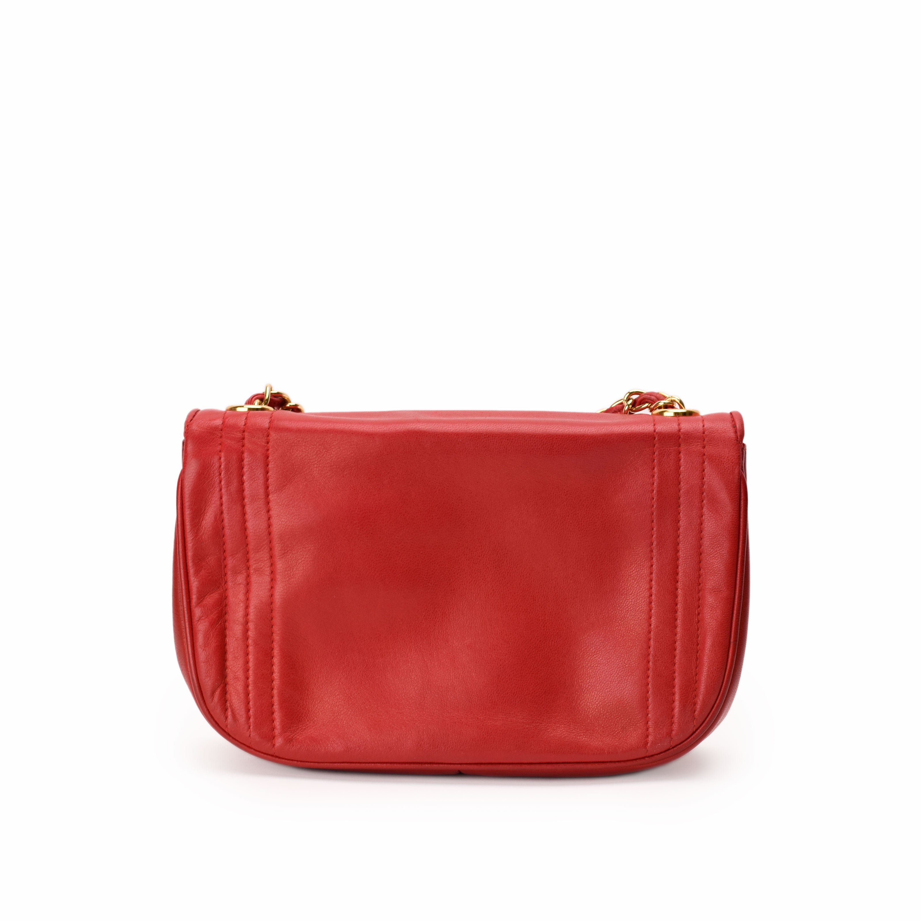 Chanel Vintage Red Lambskin CC Flap Bag