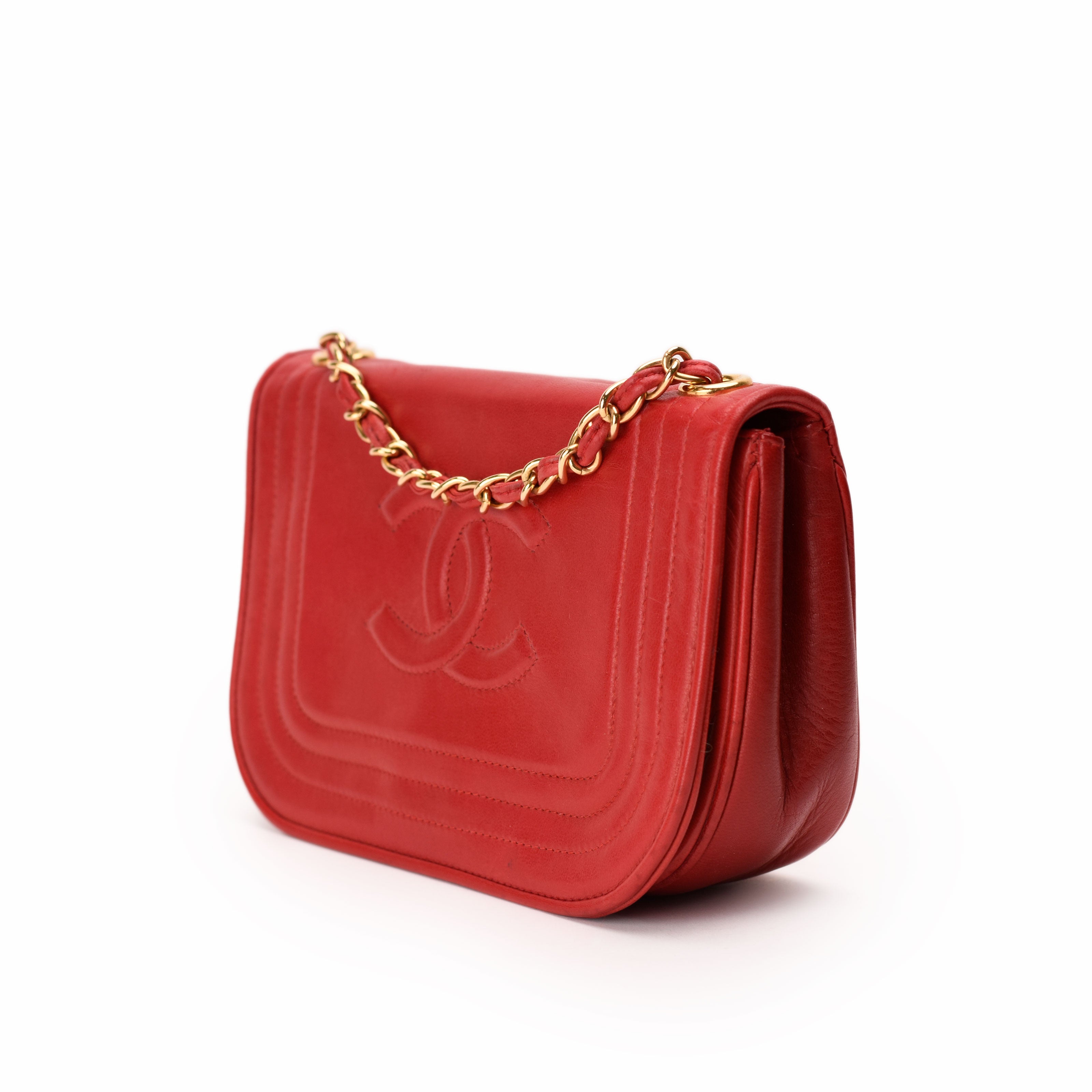 Chanel Vintage Red Lambskin CC Flap Bag