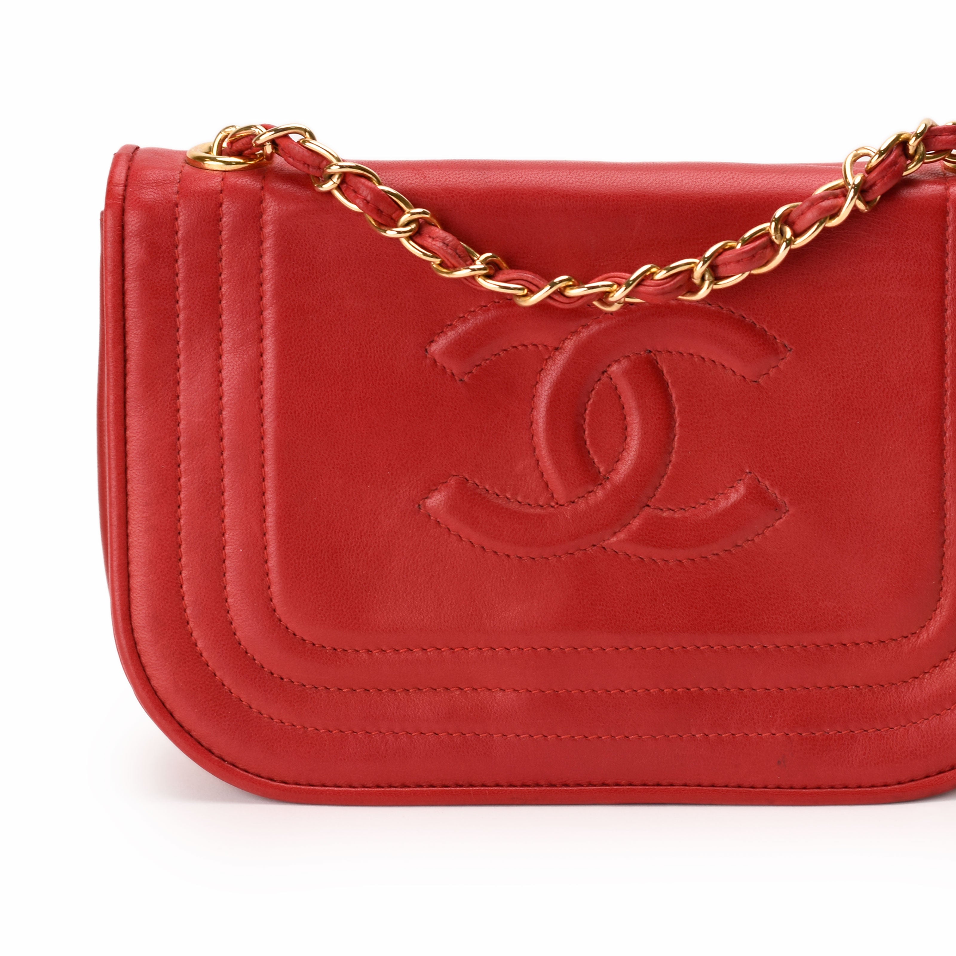 Chanel Vintage Red Lambskin CC Flap Bag