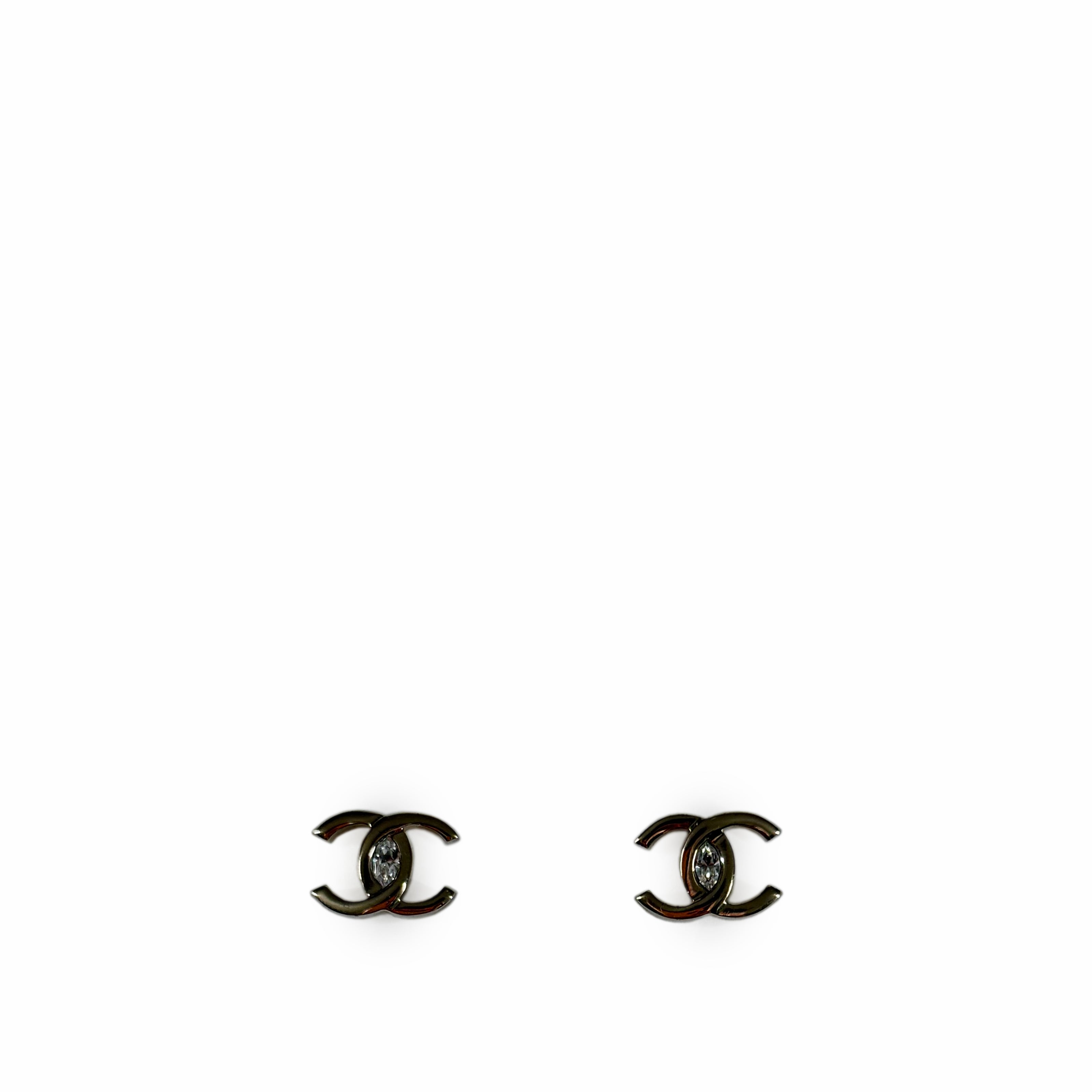 Chanel CC Oval Crystal Champagne Earrings