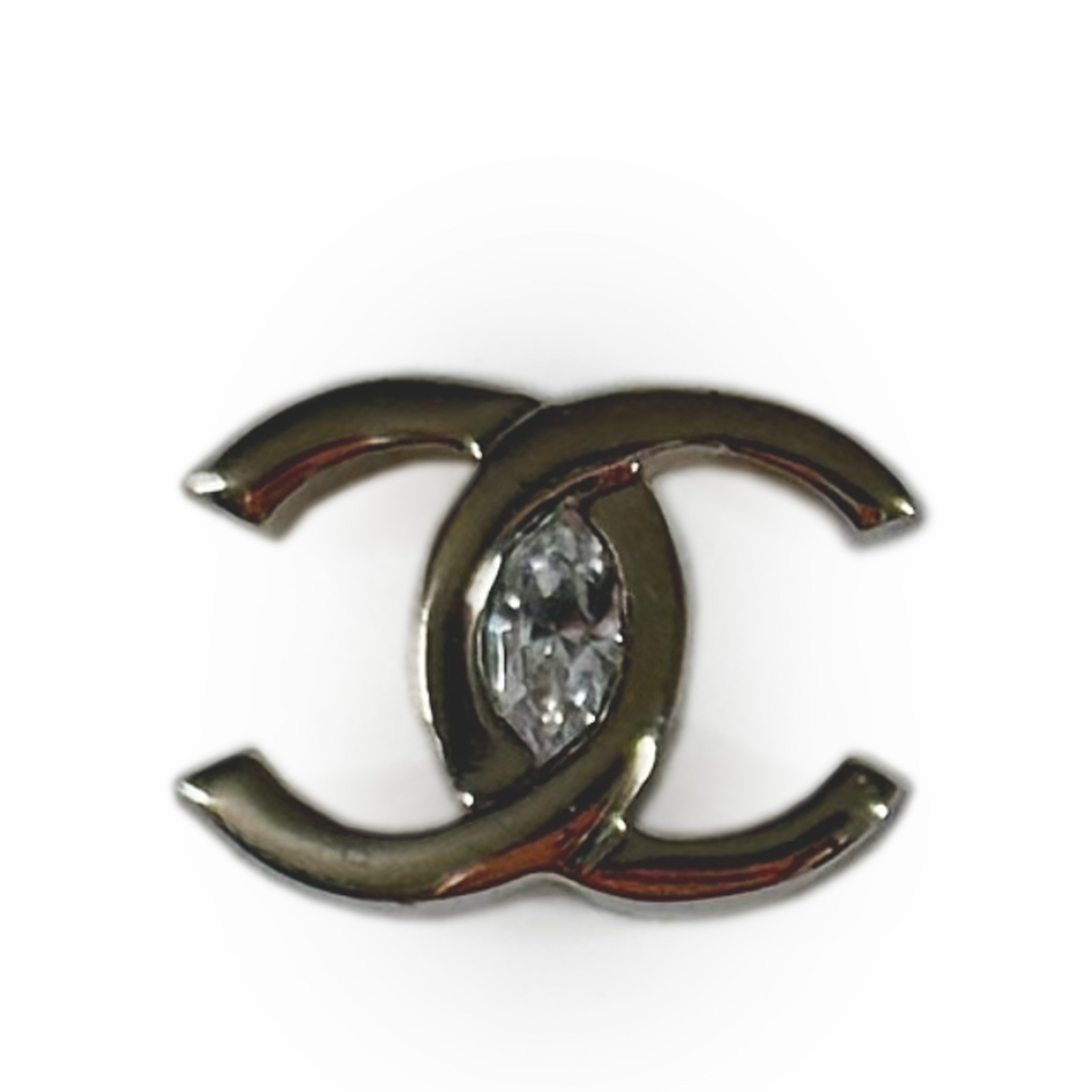 Chanel CC Oval Crystal Champagne Earrings