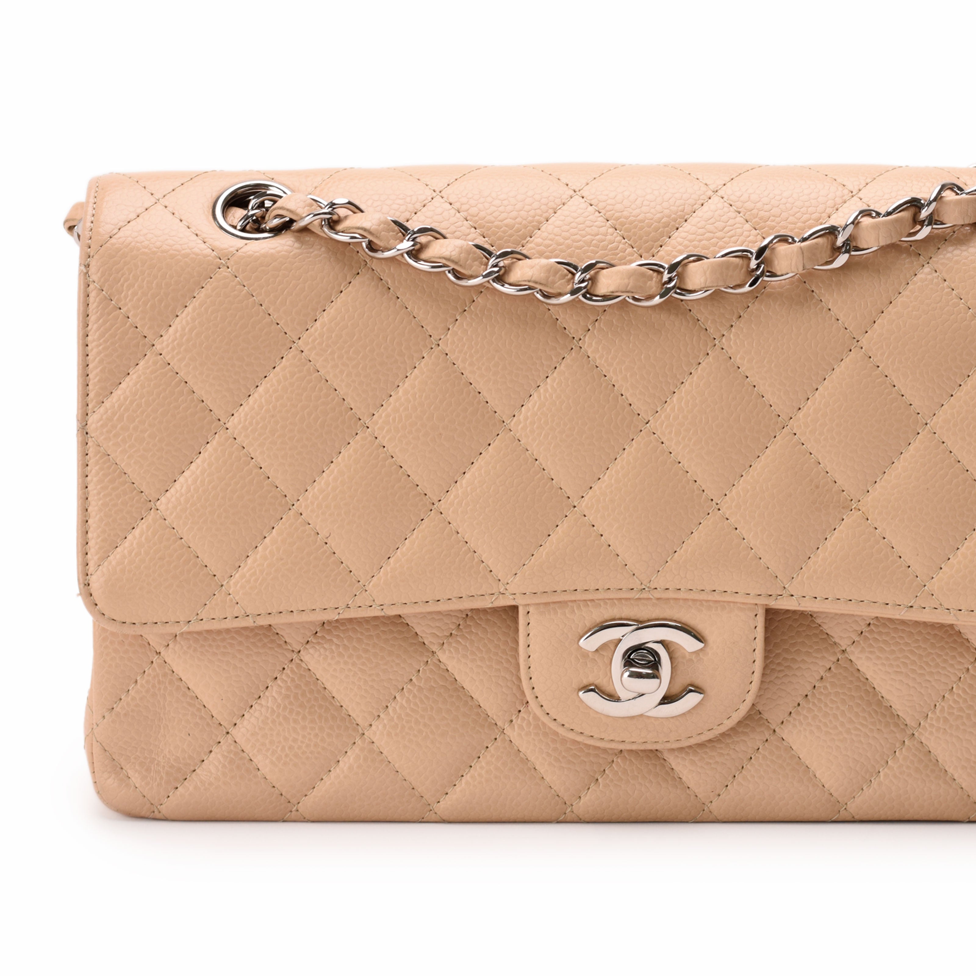 Chanel Timeless Medium Beige Caviar SHW