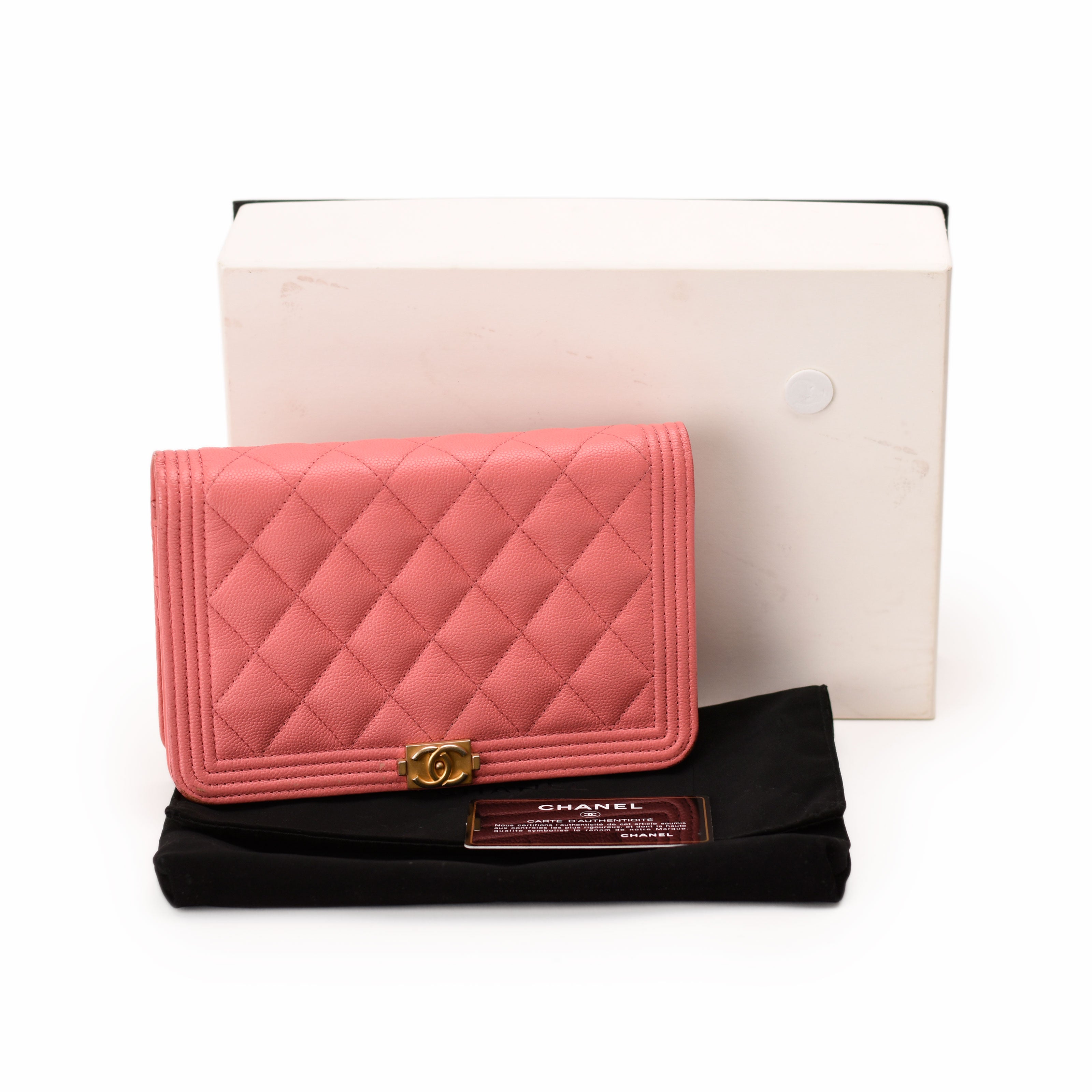 Chanel WOC Pink Caviar Boy Lock GBHW