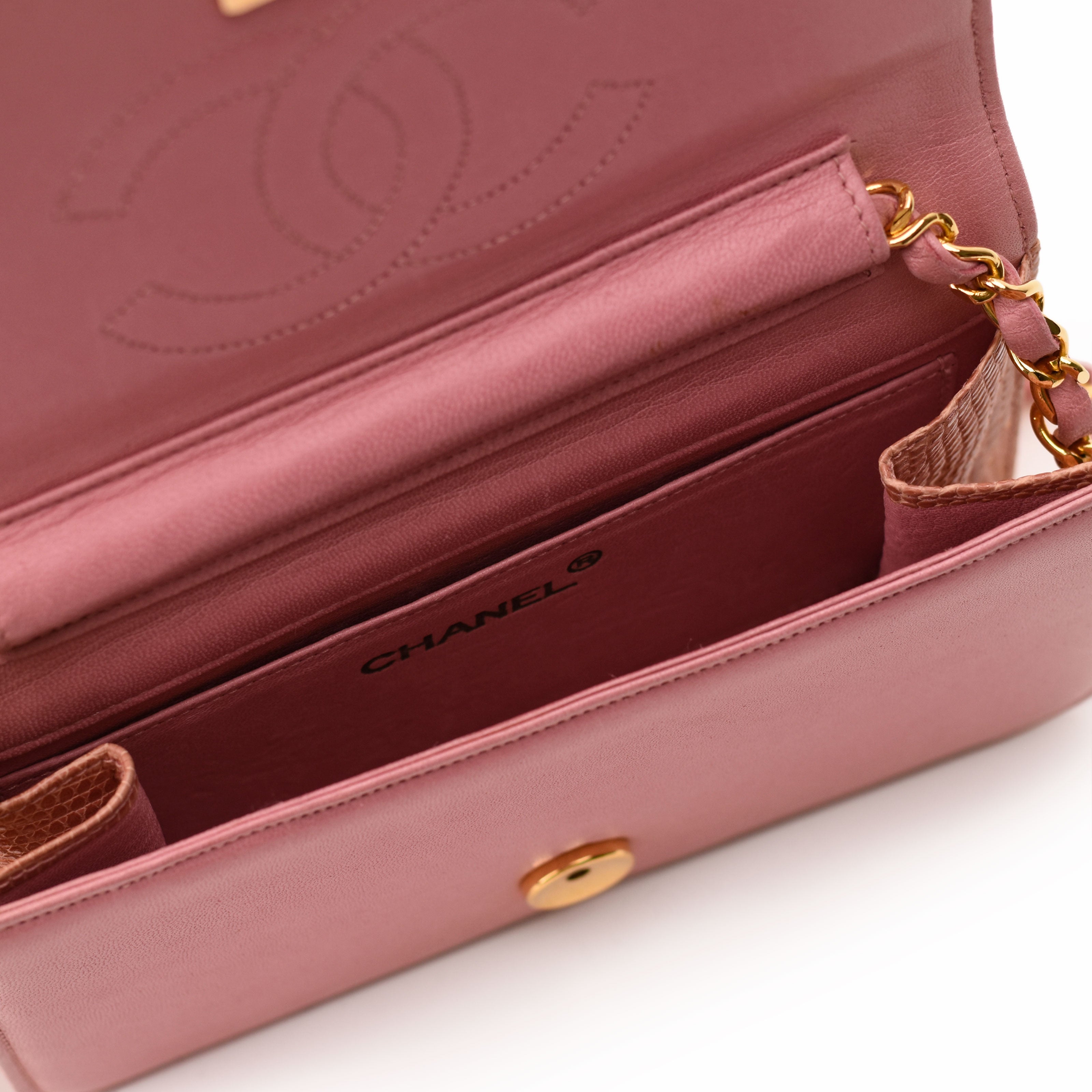 Chanel WOC Lizart Pink Leather Vintage GHW