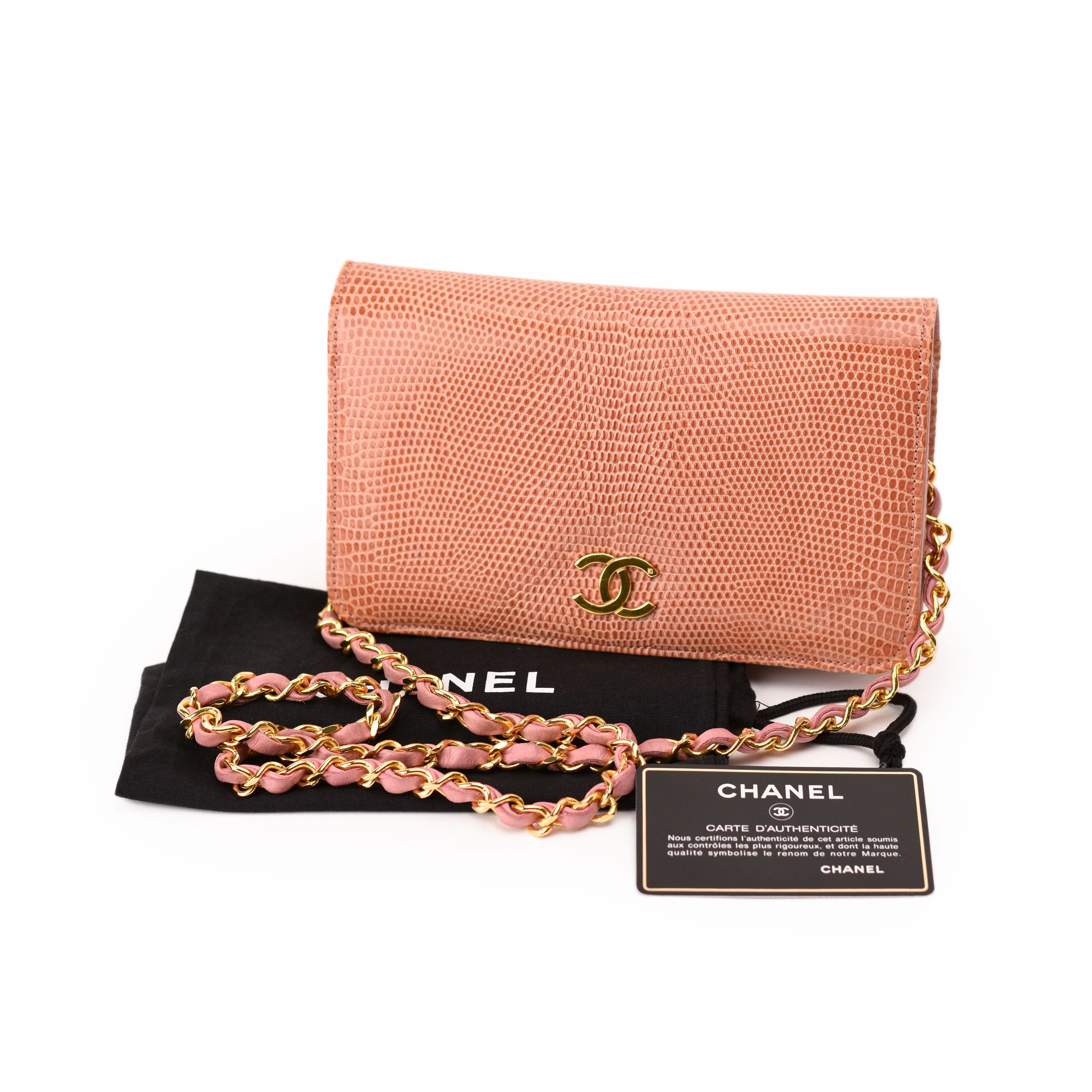 Chanel WOC Lizart Pink Leather Vintage GHW